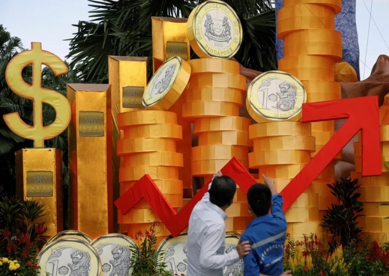 Lunar New Year decorations at Gardens by the Bay in Singapore.