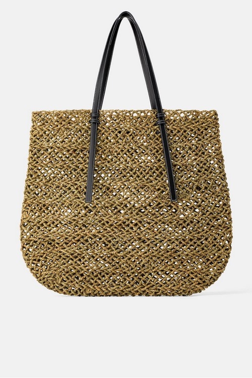 Zara flat natural maxi tote bag