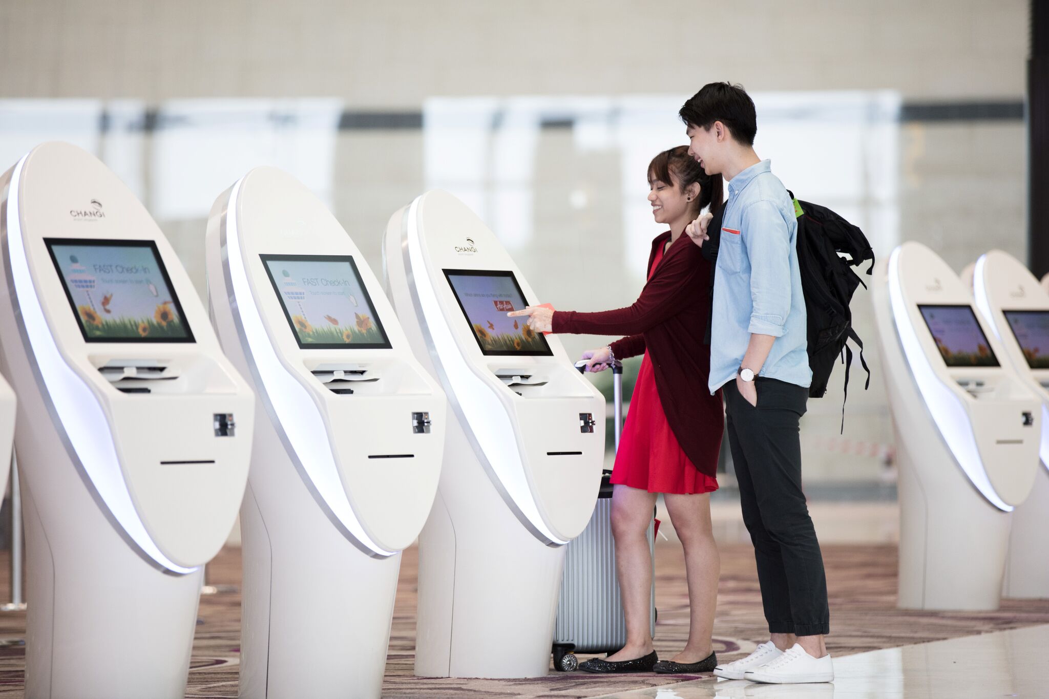 Automated check-in kiosks Photo: Changi Airport Group