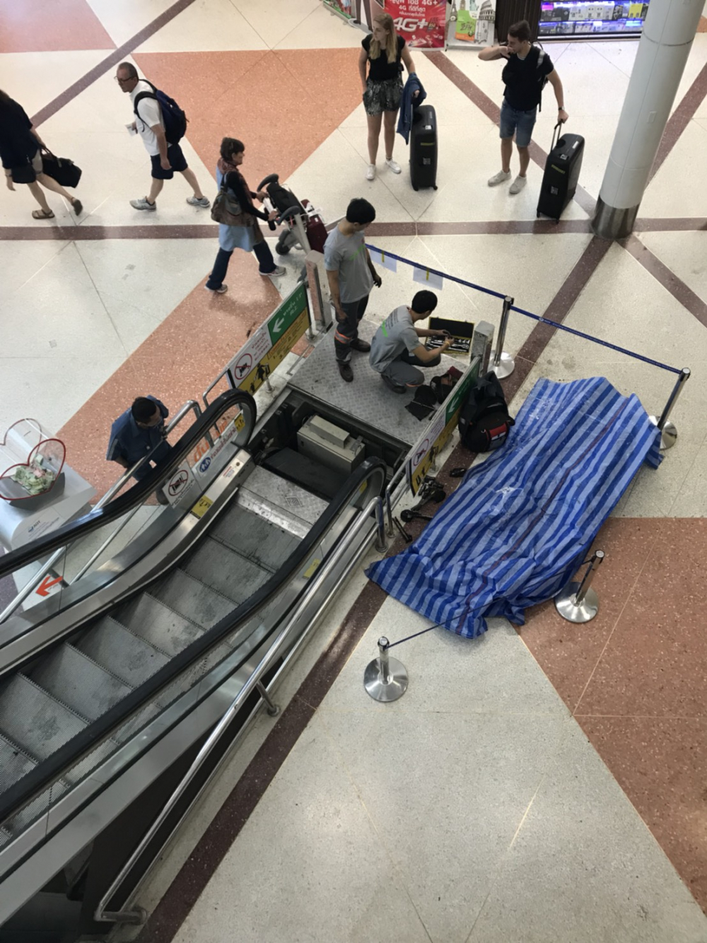 Escalator at Chiang Mai airport partially collapses, no one injured