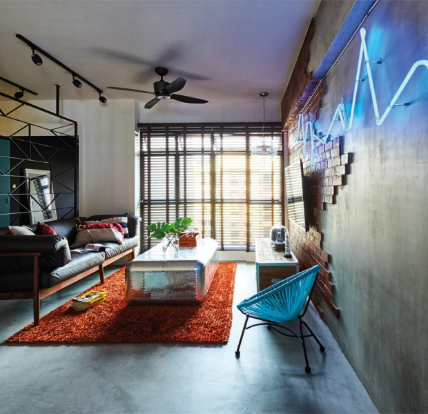 Neon lights, Peranakan tiles in this home of &#039;wild&#039; ideas