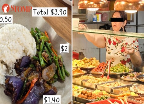 'Do you feel this is overcharging?' Man accuses Ang Mo Kio stall vendor of 'anyhow' charging $3.90 for rice with 2 veggies