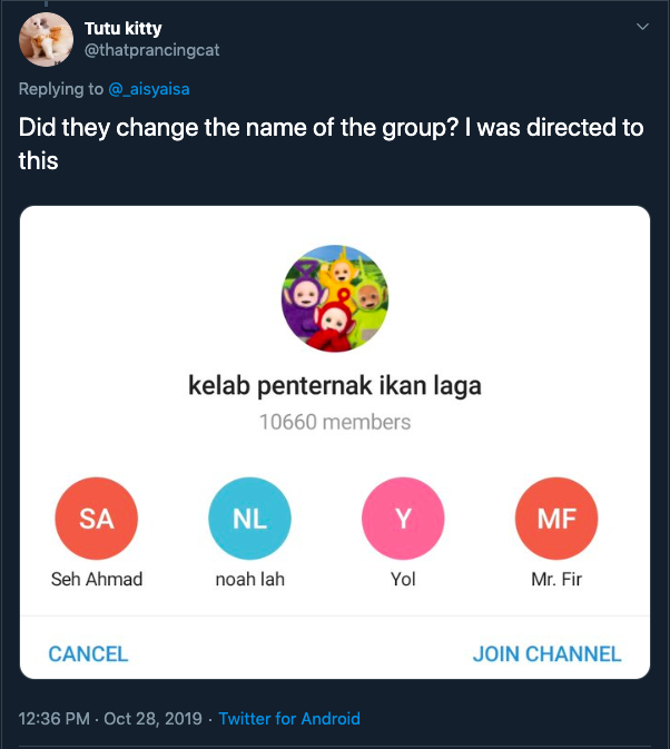 Twitter telegram melayu