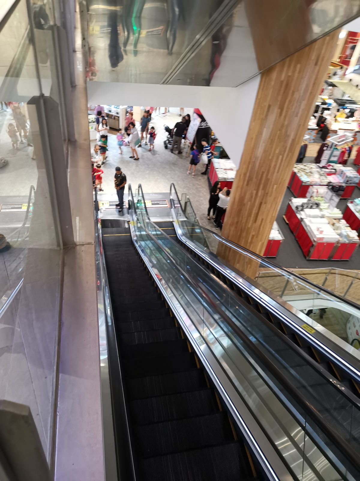 Escalator steps buckle in front of mum and baby at Waterway Point