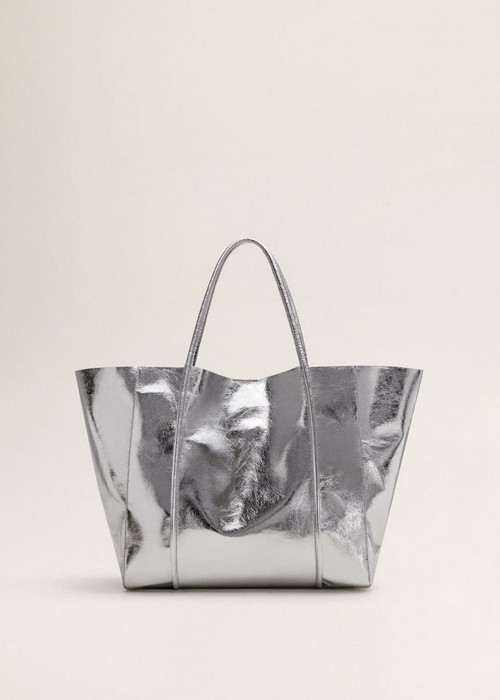 Mango metallic-effect shopper bag