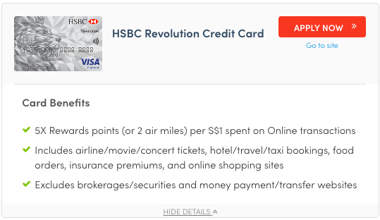 HSBC revolution credit card