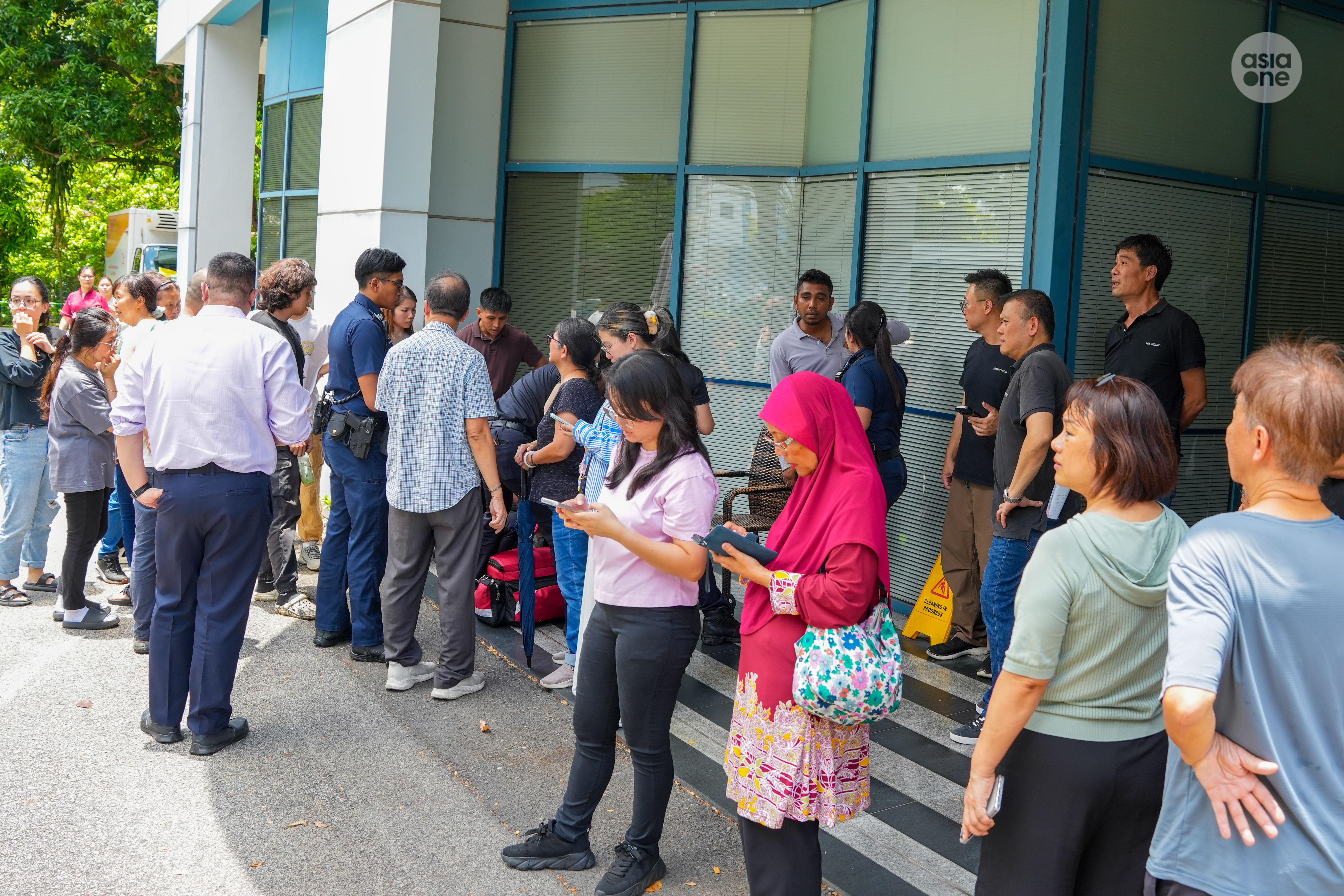 Workers evacuated from the affected building. 