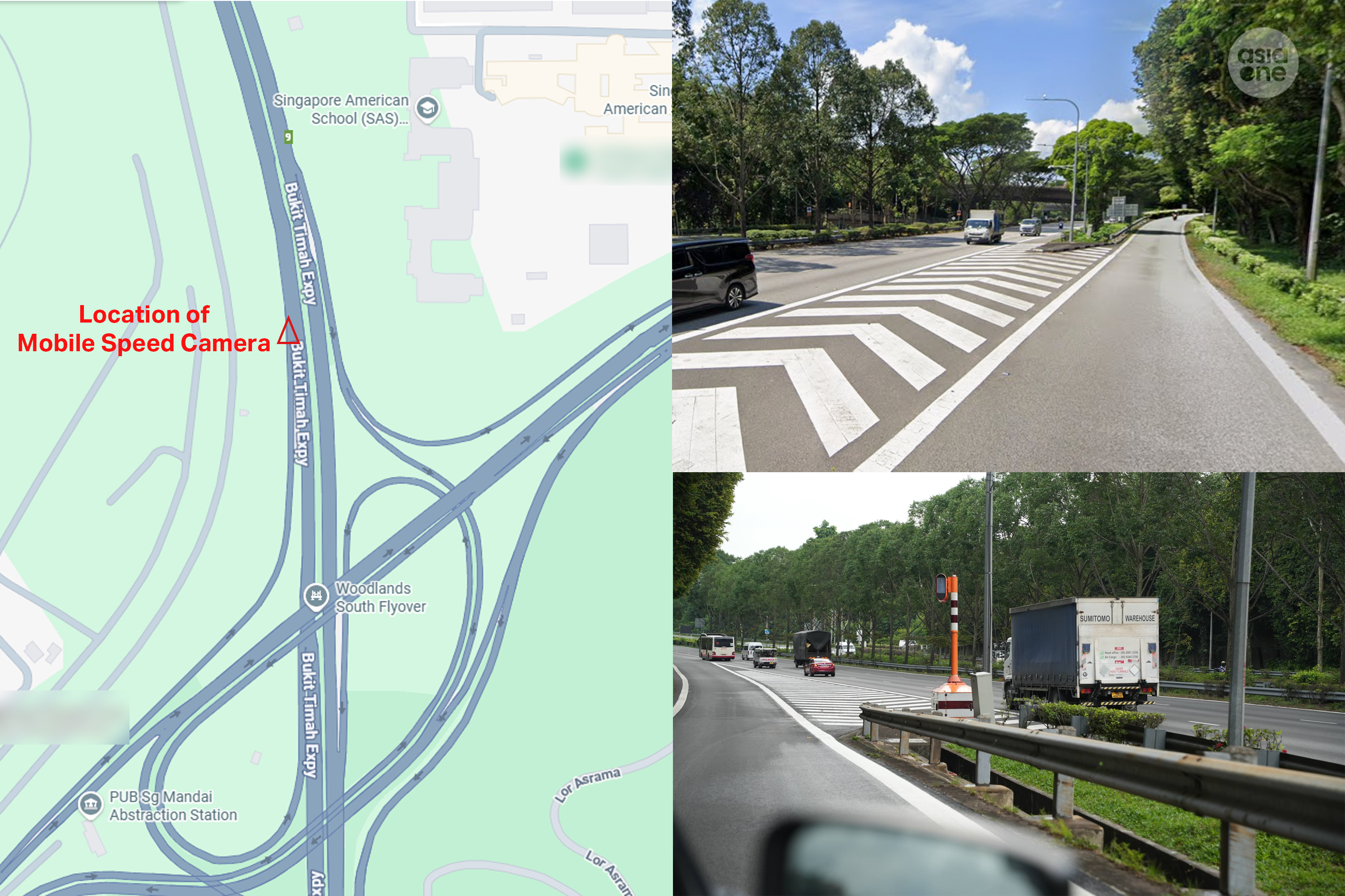 Map showing where the mobile speed camera along BKE is deployed at.