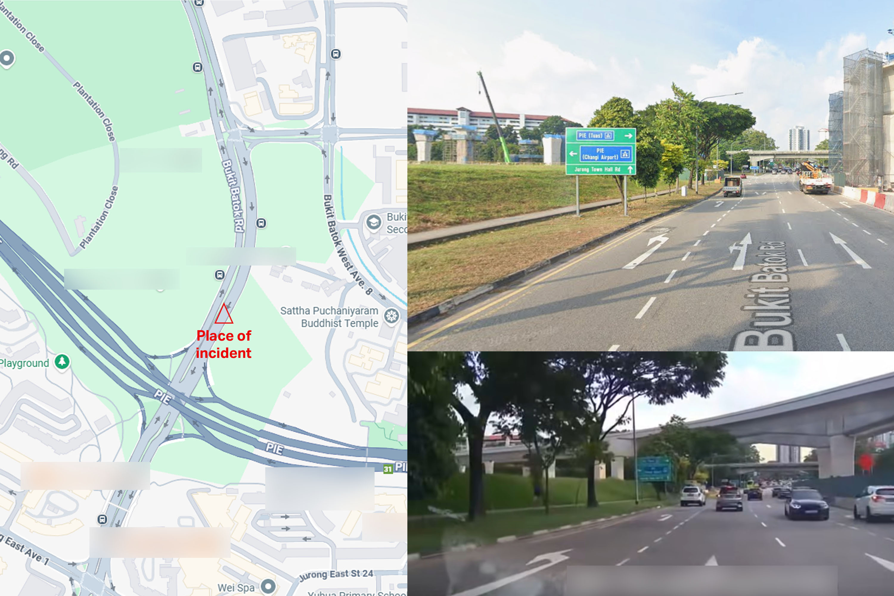 Map showing where the BMW 5 series saloon car was seen driving against the flow of traffic on April 17. 