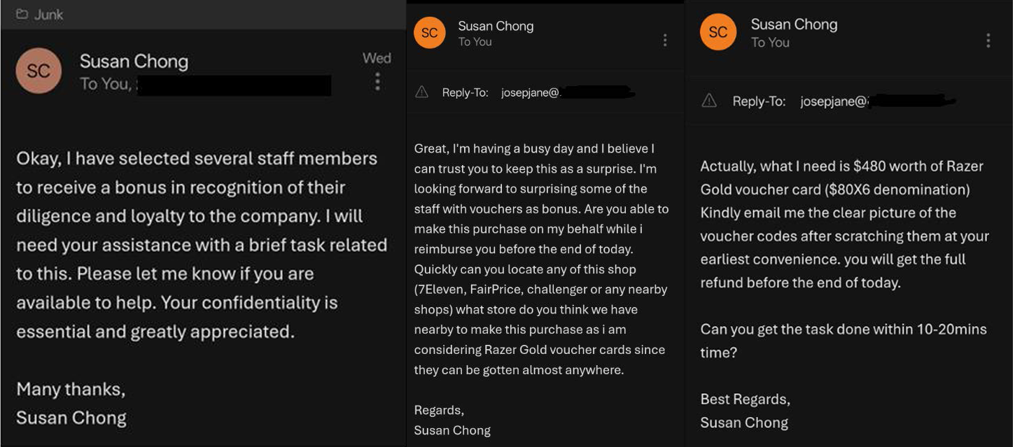 Example of an email received by a victim. IMAGE: Singapore Police Force