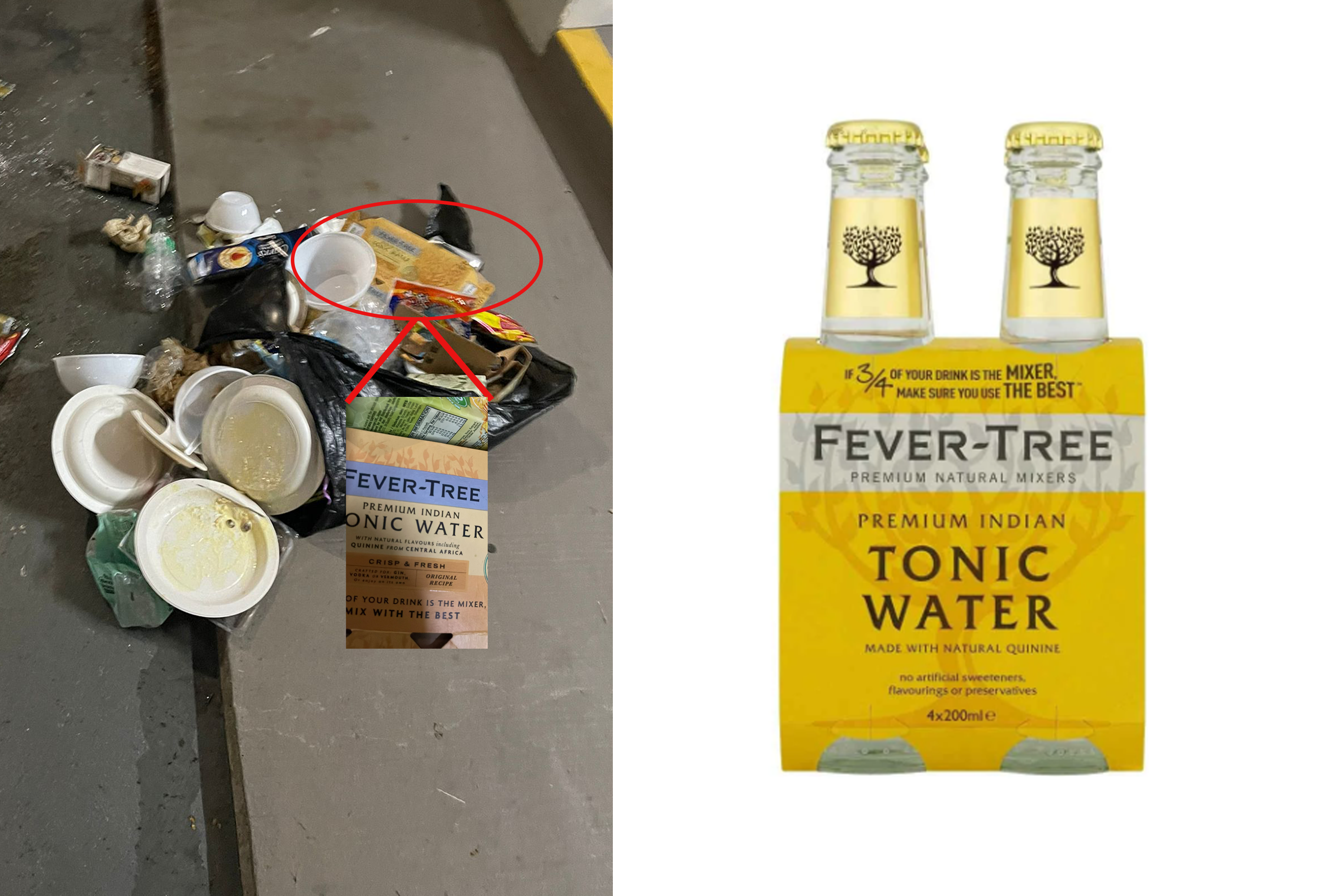 Glass bottles were among the items thrown down.