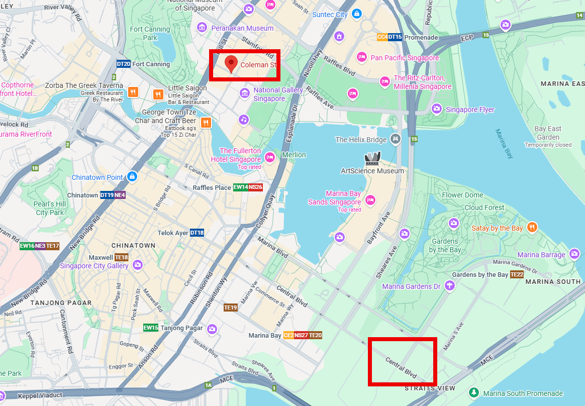 Map showing where the incident started and where the car was later found.