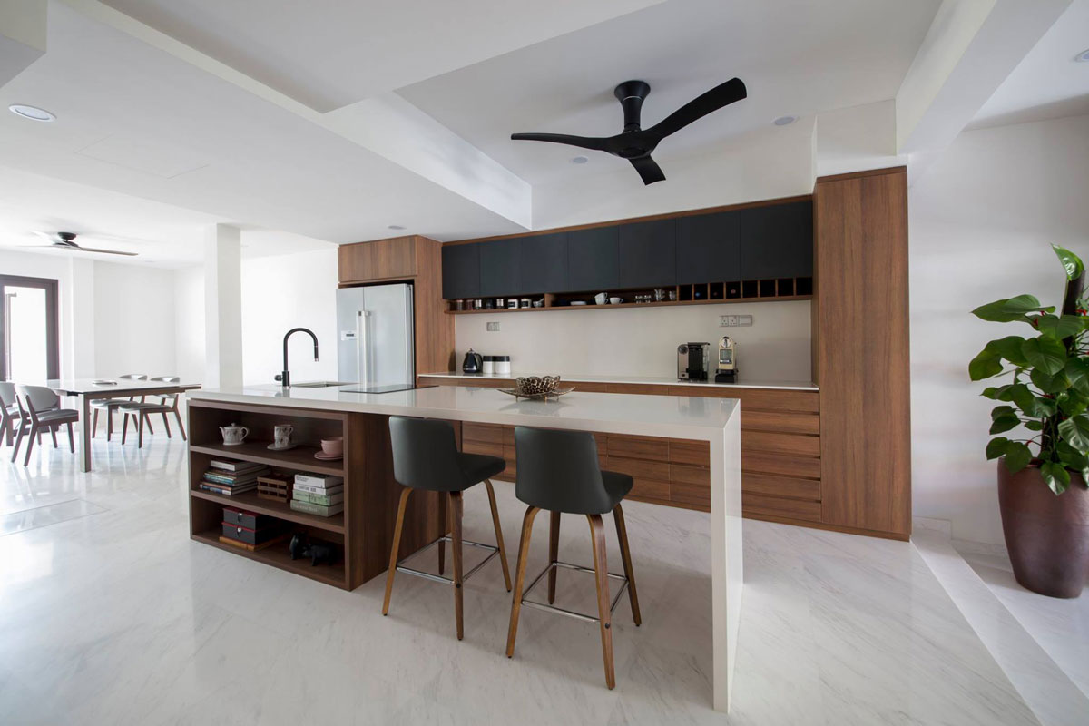 using a kitchen island as a dining table