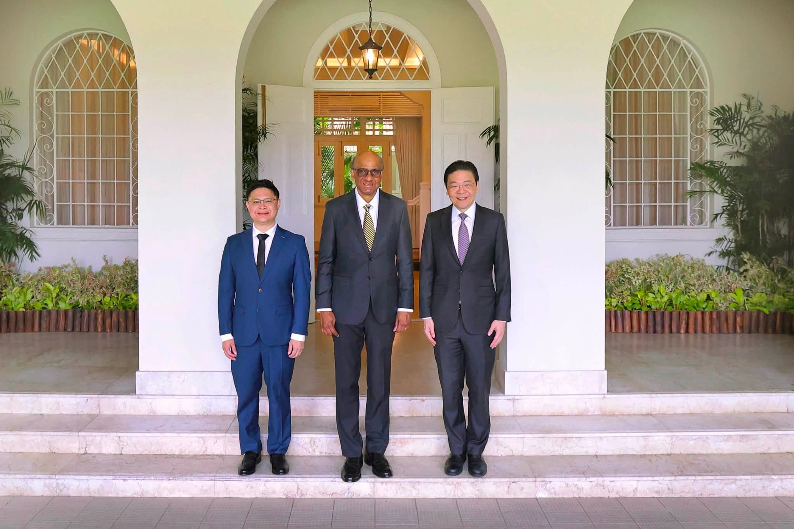 Minister of State Foo Cexiang (left), with President Tharman Shanmugaratnam and Prime Minister Lawrence Wong, after he was sworn in at the Istana on Thursday (Sept 3).