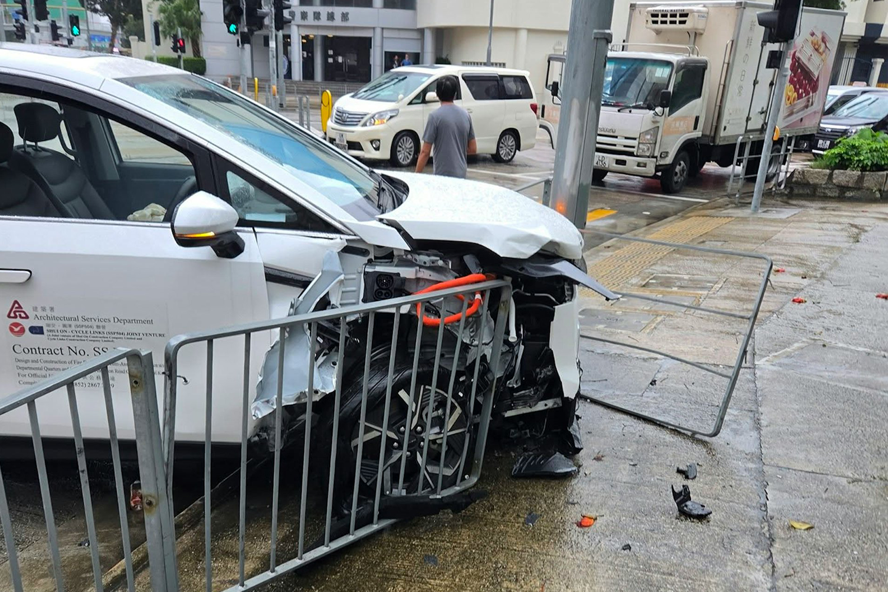 The EV sustained significant damage.