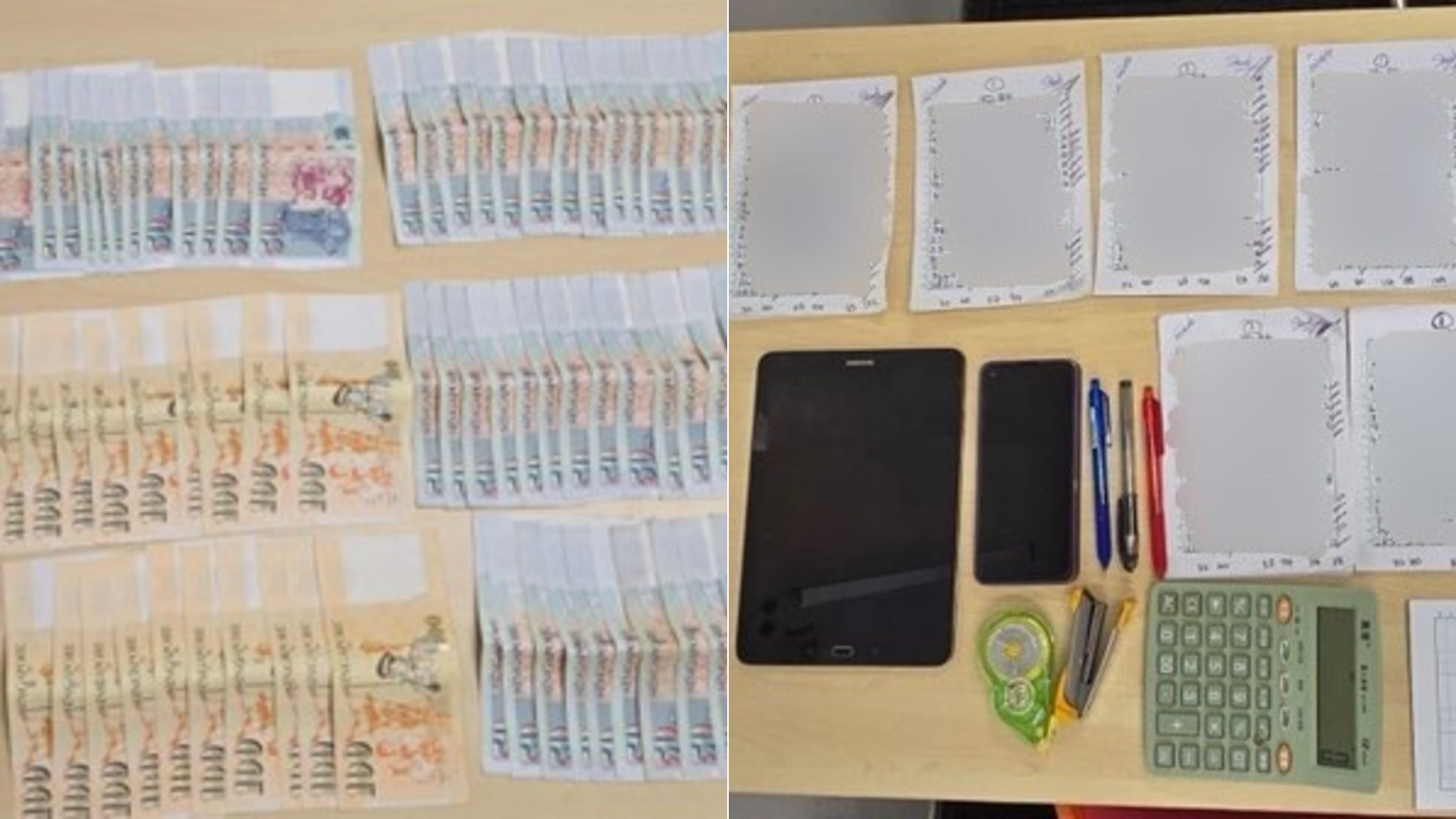 Cash amounting to $70,000 and electronic devices were seized as case exhibits.