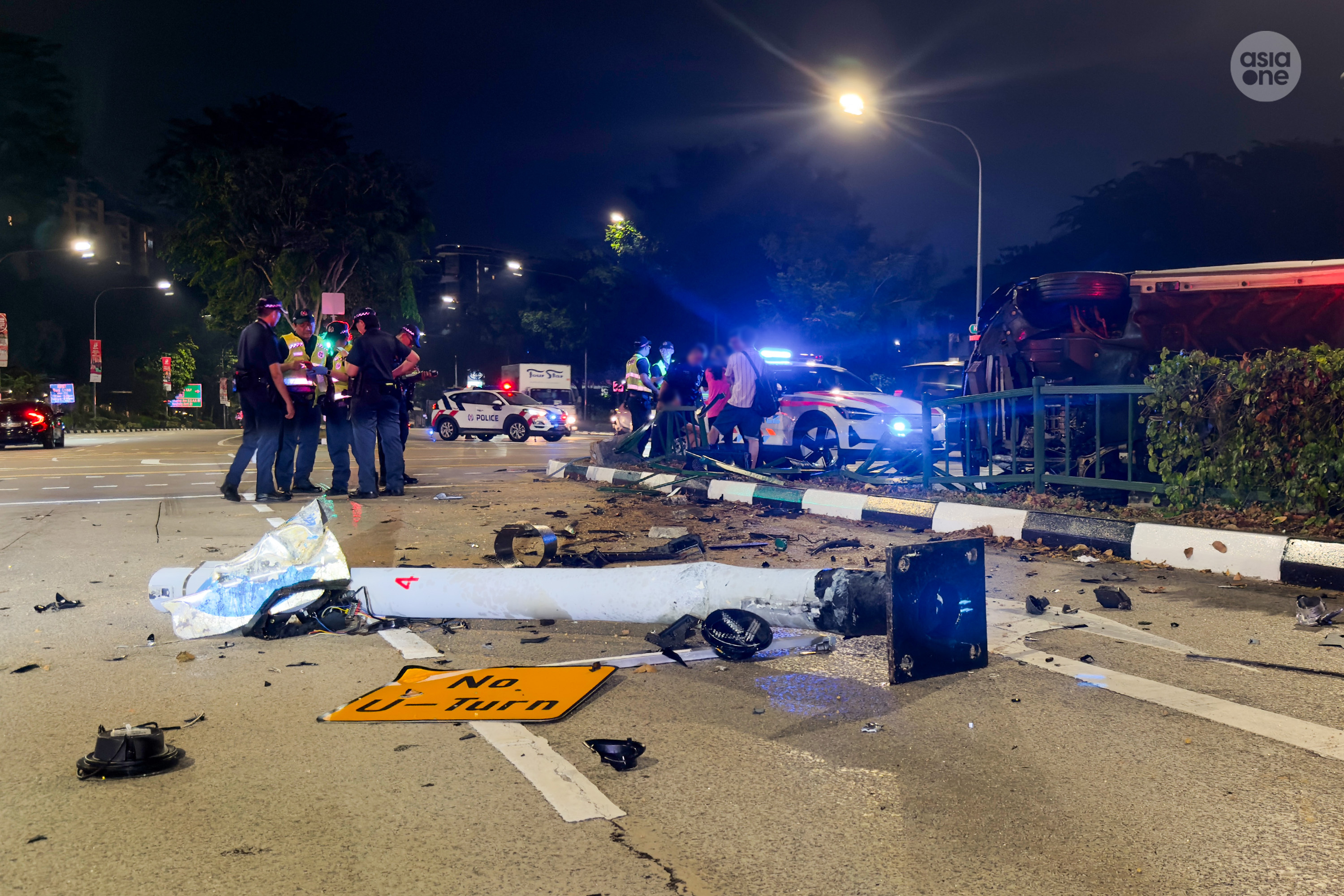 A car driven by the 22-year-old man knocked over a traffic light.