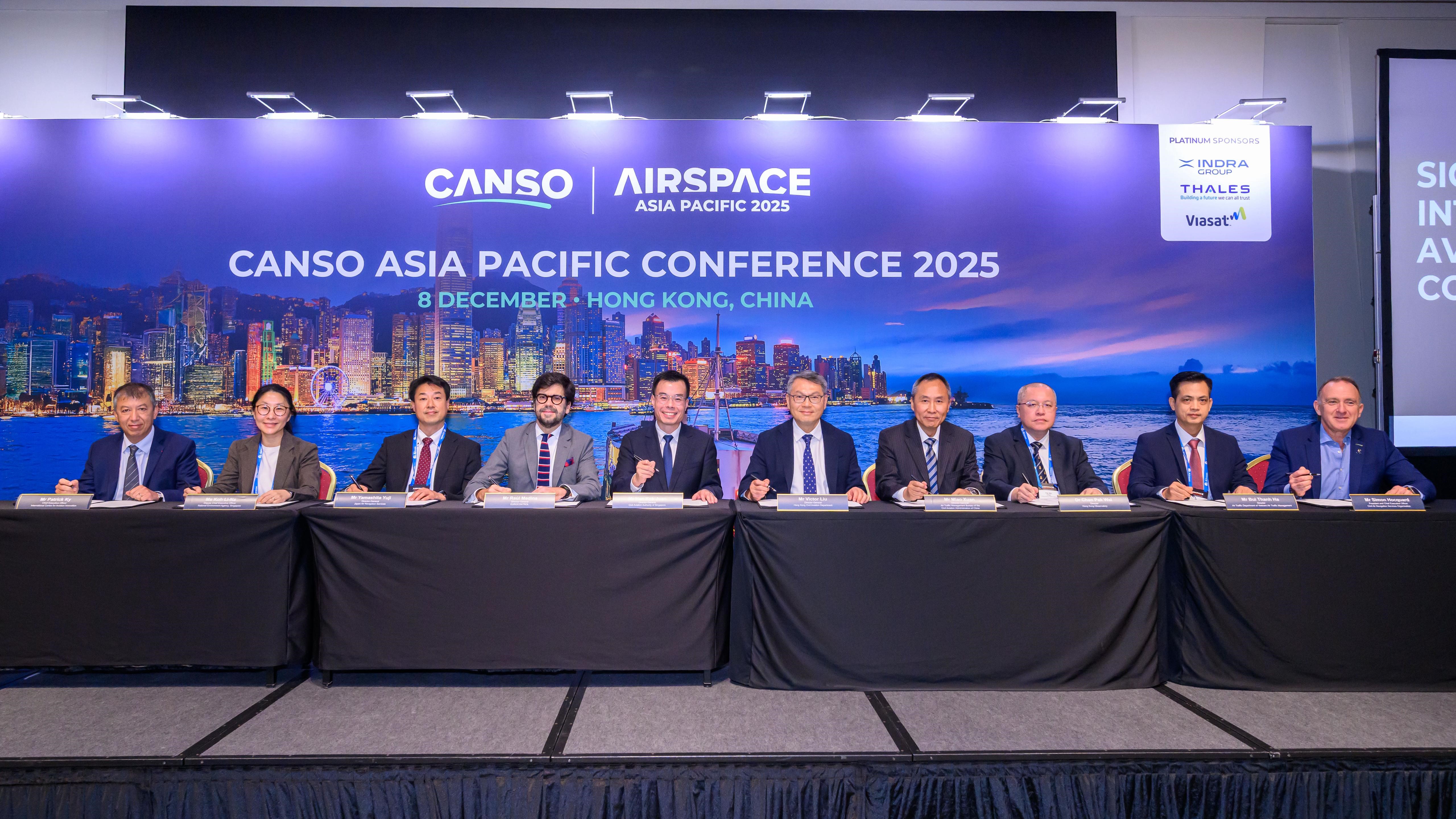 CAAS and NEA at the signing of a letter of intent at a Civil Air Navigation Services Organisation conference in Hong Kong on Dec 8.