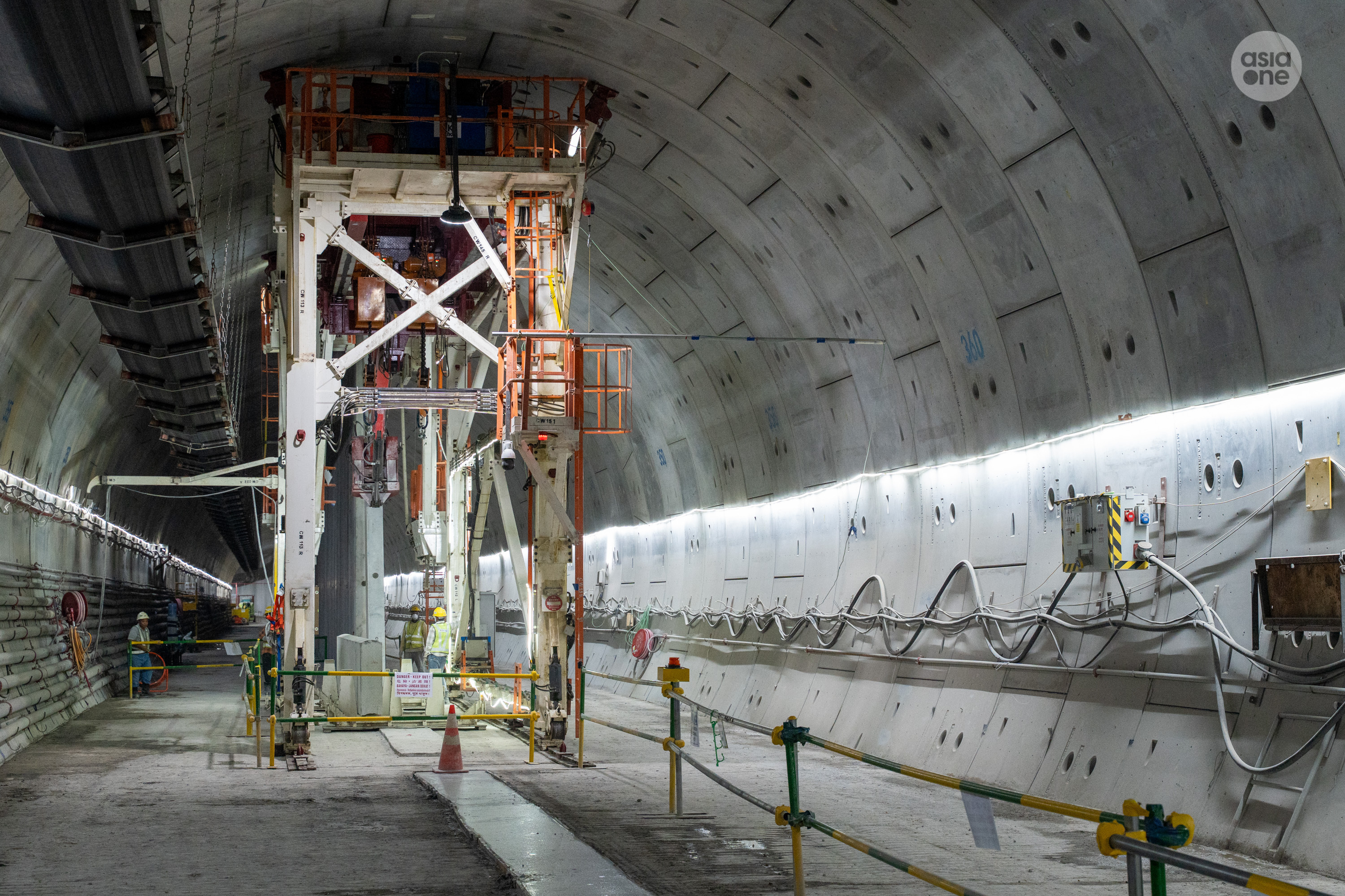 While tunnelling works at the area between Tampines North and Defu has been completed, substantial works, including the erection of a centre wall to separate the eastbound and westbound tracks within the tunnel, have to be completed before railway systems can be installed.