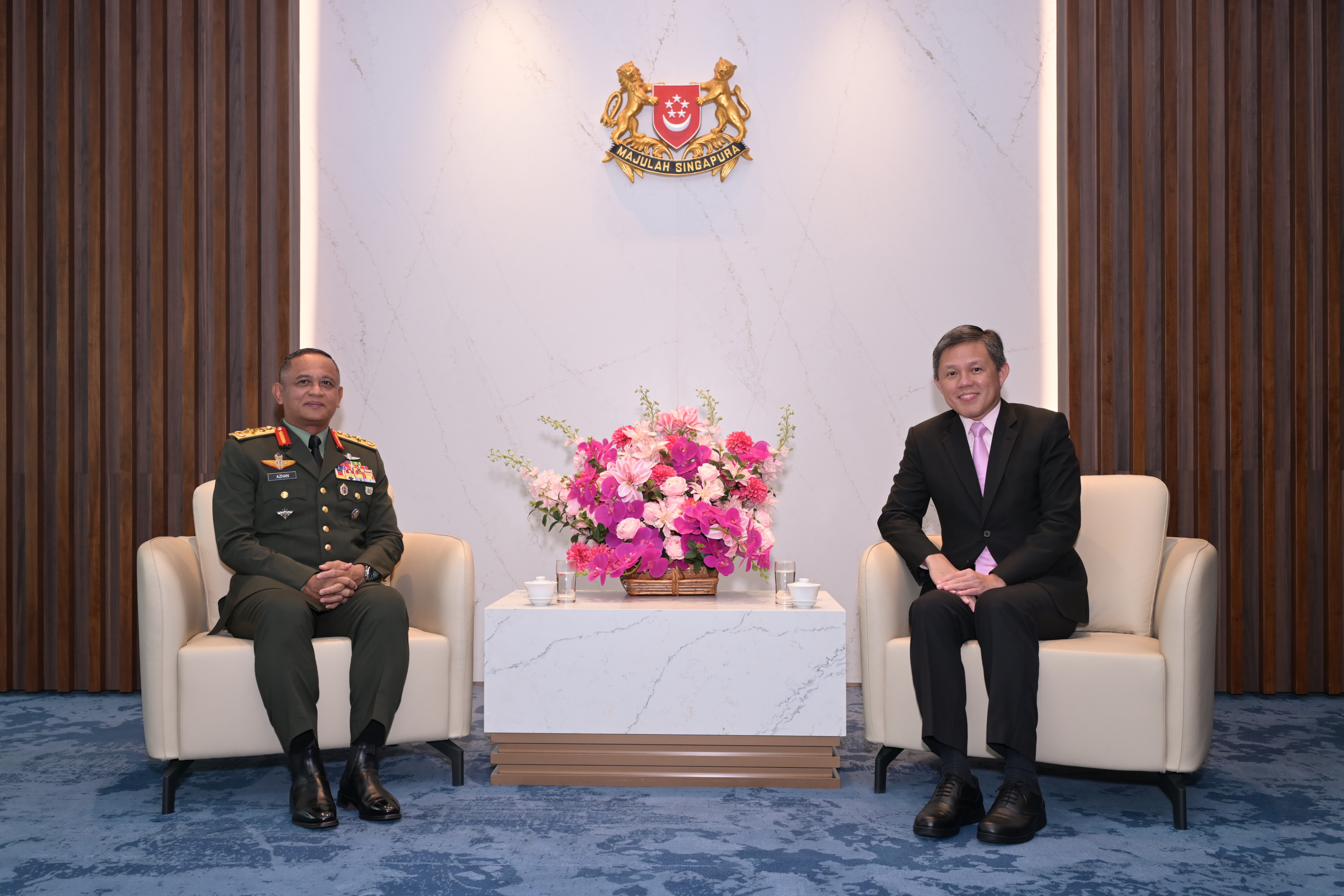 General Azhan called on Minister for Defence Chan Chun Sing at MINDEF on Monday morning.