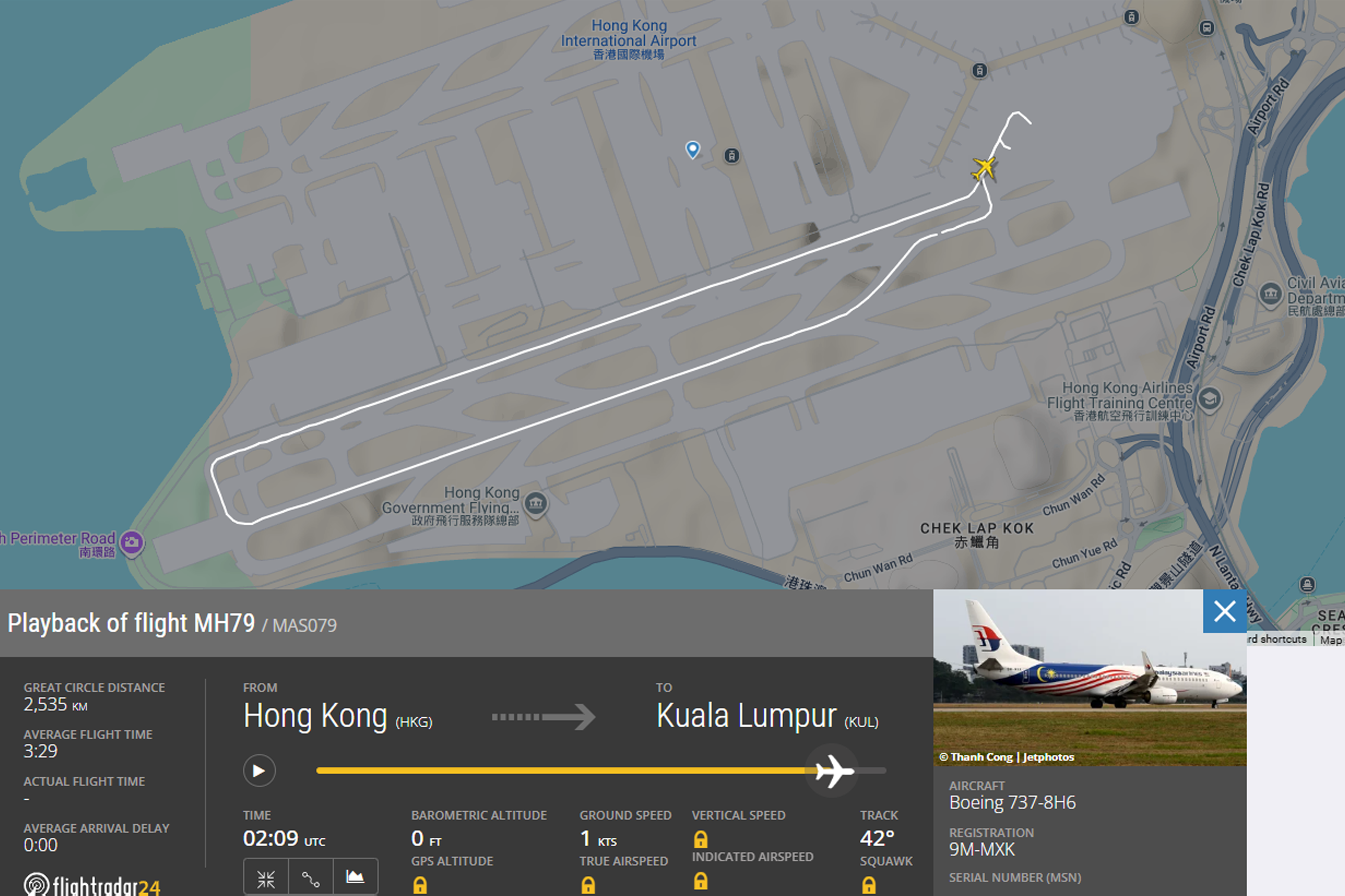 MH079's flight history as recorded on FlightRadar24.