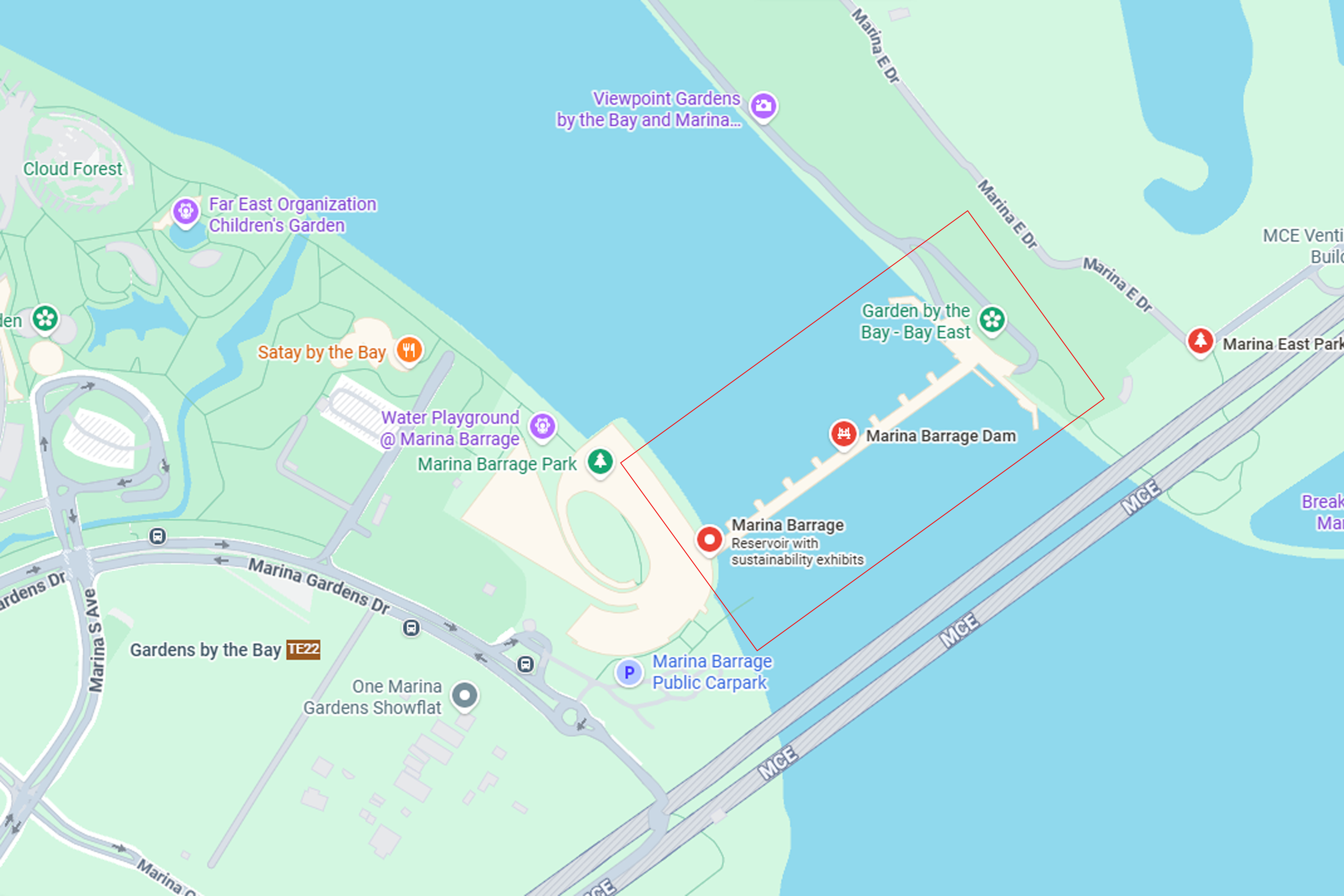 Location of the Marina Bridge.