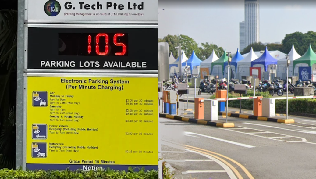 Parking charges for the Marina Bay open carpark.