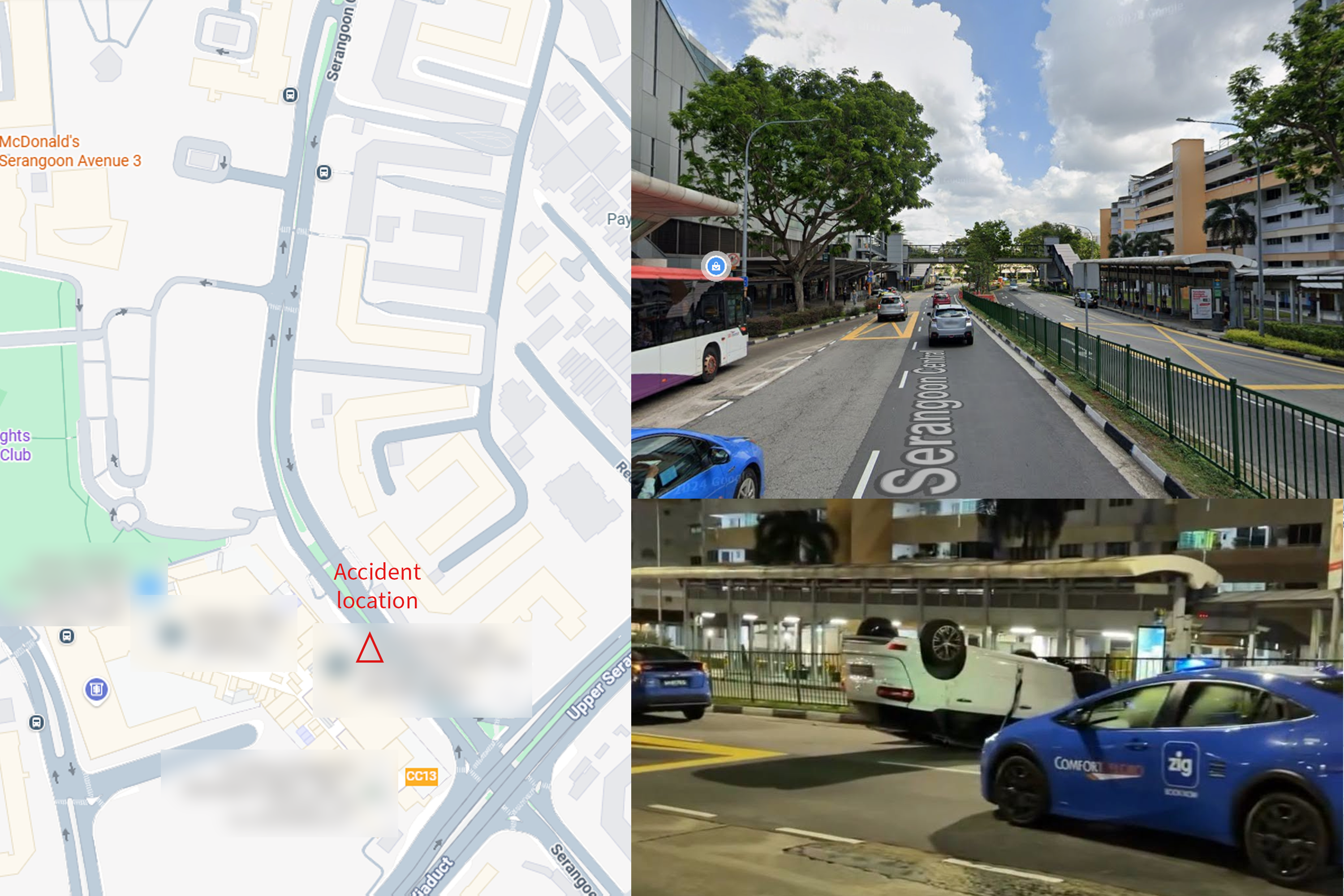 Map showing where the four-vehicle accident happened on Saturday (June 20) morning.