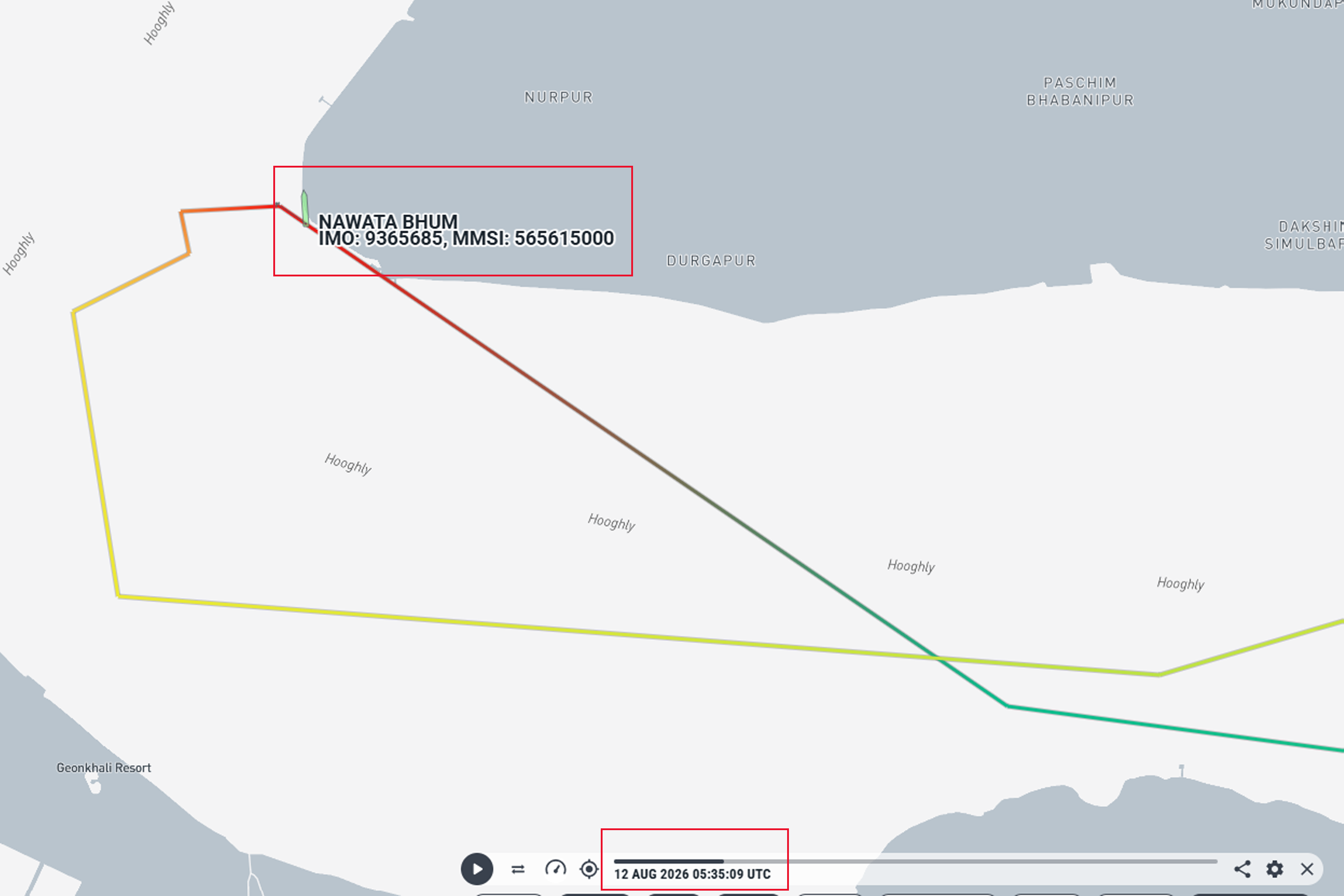 MV Nawata Bhum hit the riverbank at about 11.05am (IST).