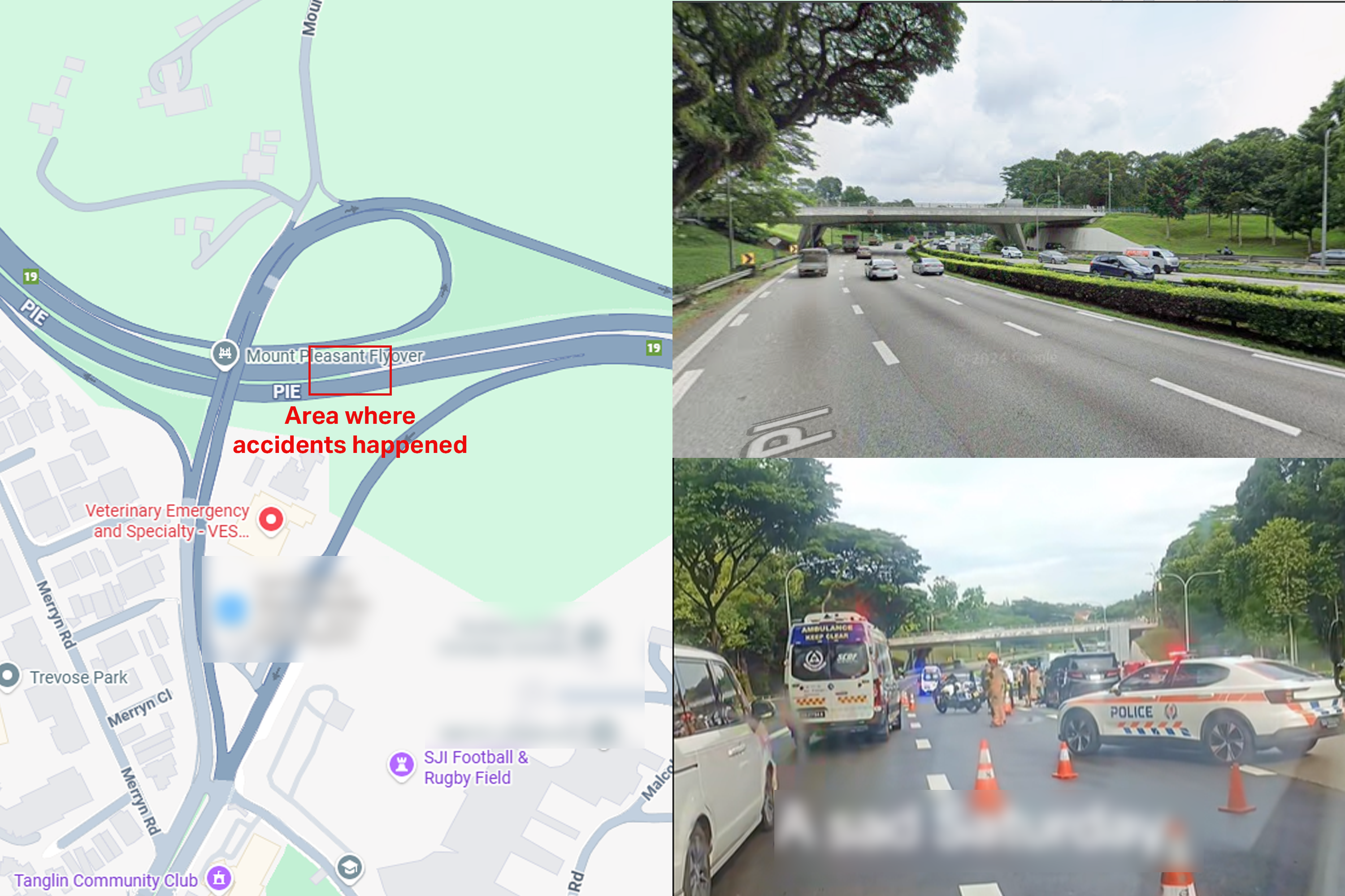 Map showing where the two accidents happened on Saturday (May 30) morning.