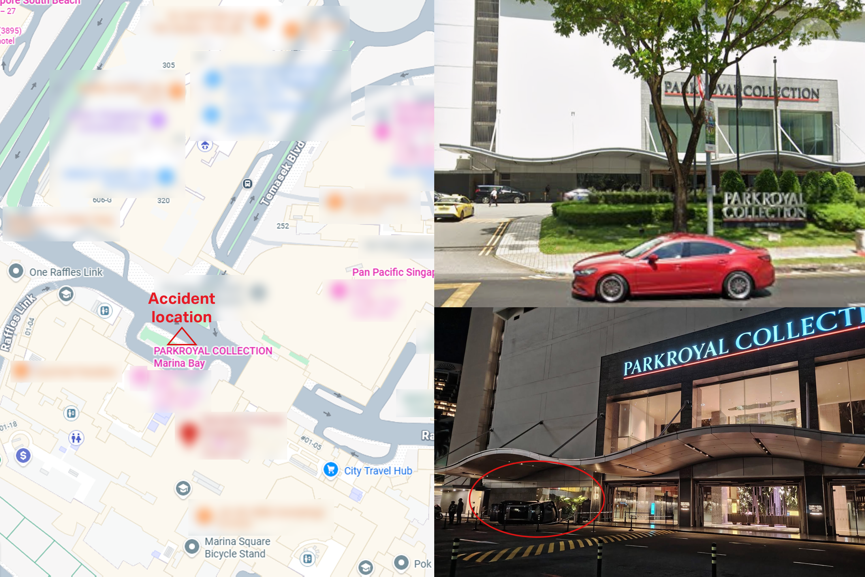 Map showing where the accident involving a passenger car and taxi took place on Tuesday (May 26) night. 
