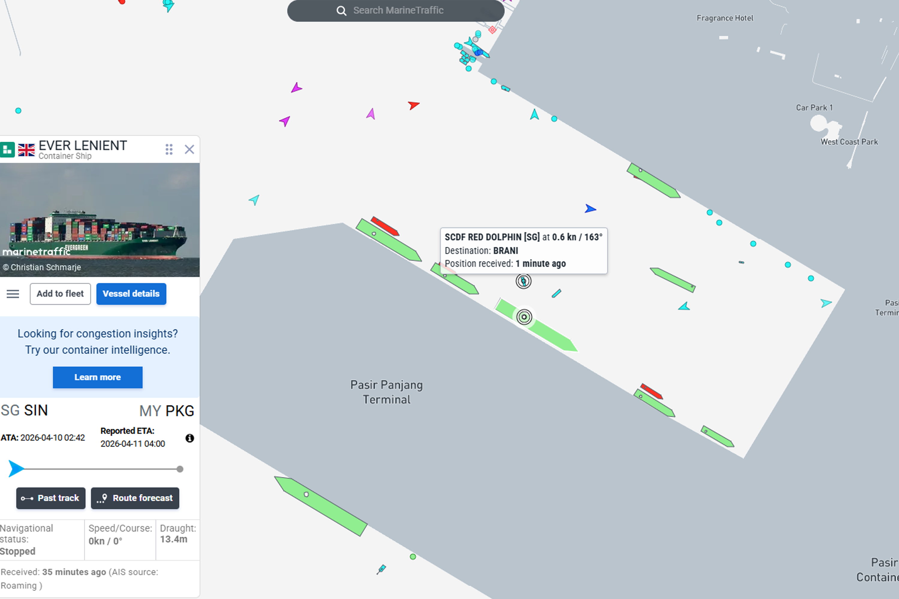 Ship tracking platform MarineTraffic indicates that at least two SCDF firefighting vessels and one MPA patrol craft are in the vicinity of the container vessel at 11.15pm on Friday (April 10) night.