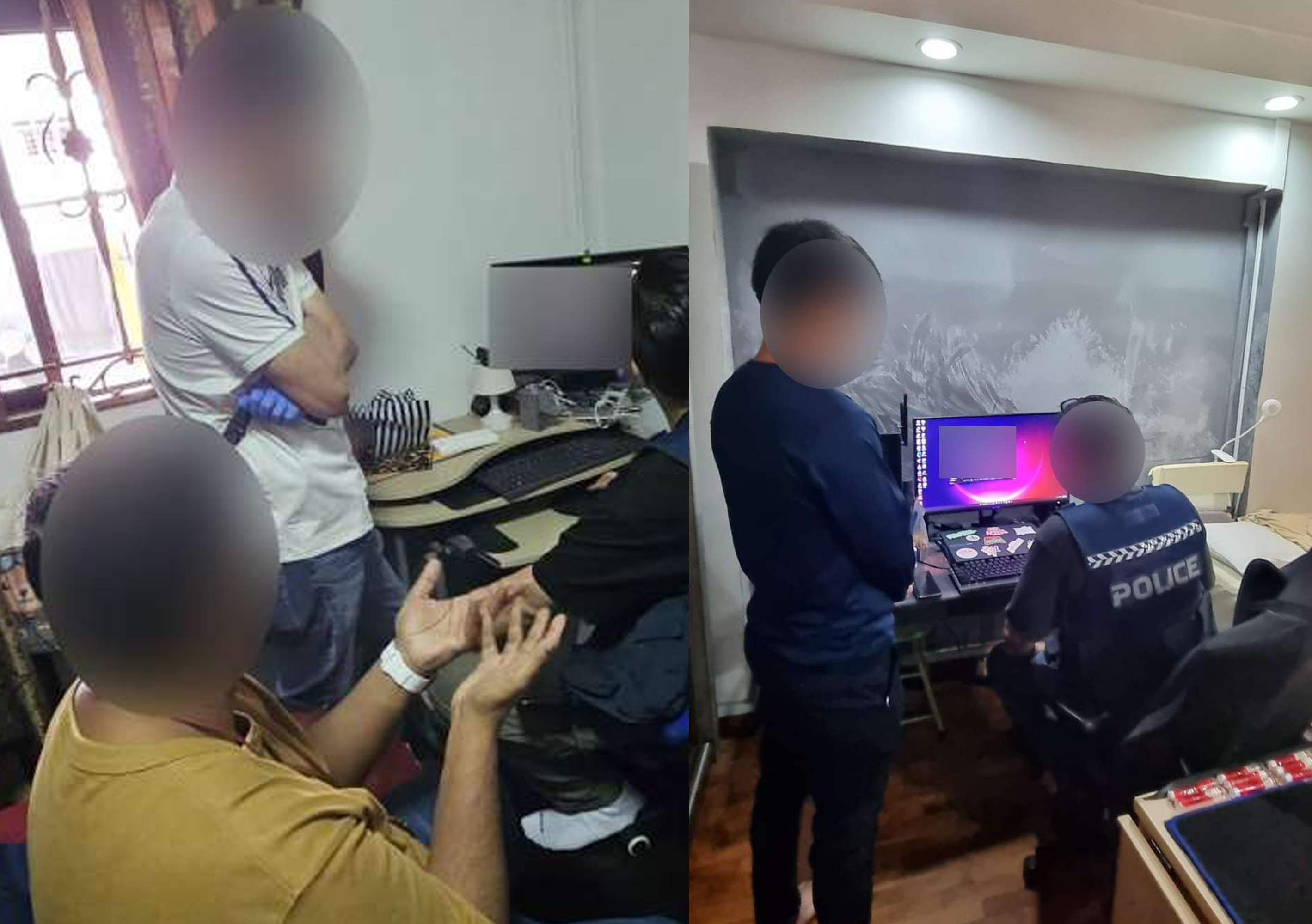 Officers from the Singapore Police Force conducting an anti-online child sexual exploitation operation.