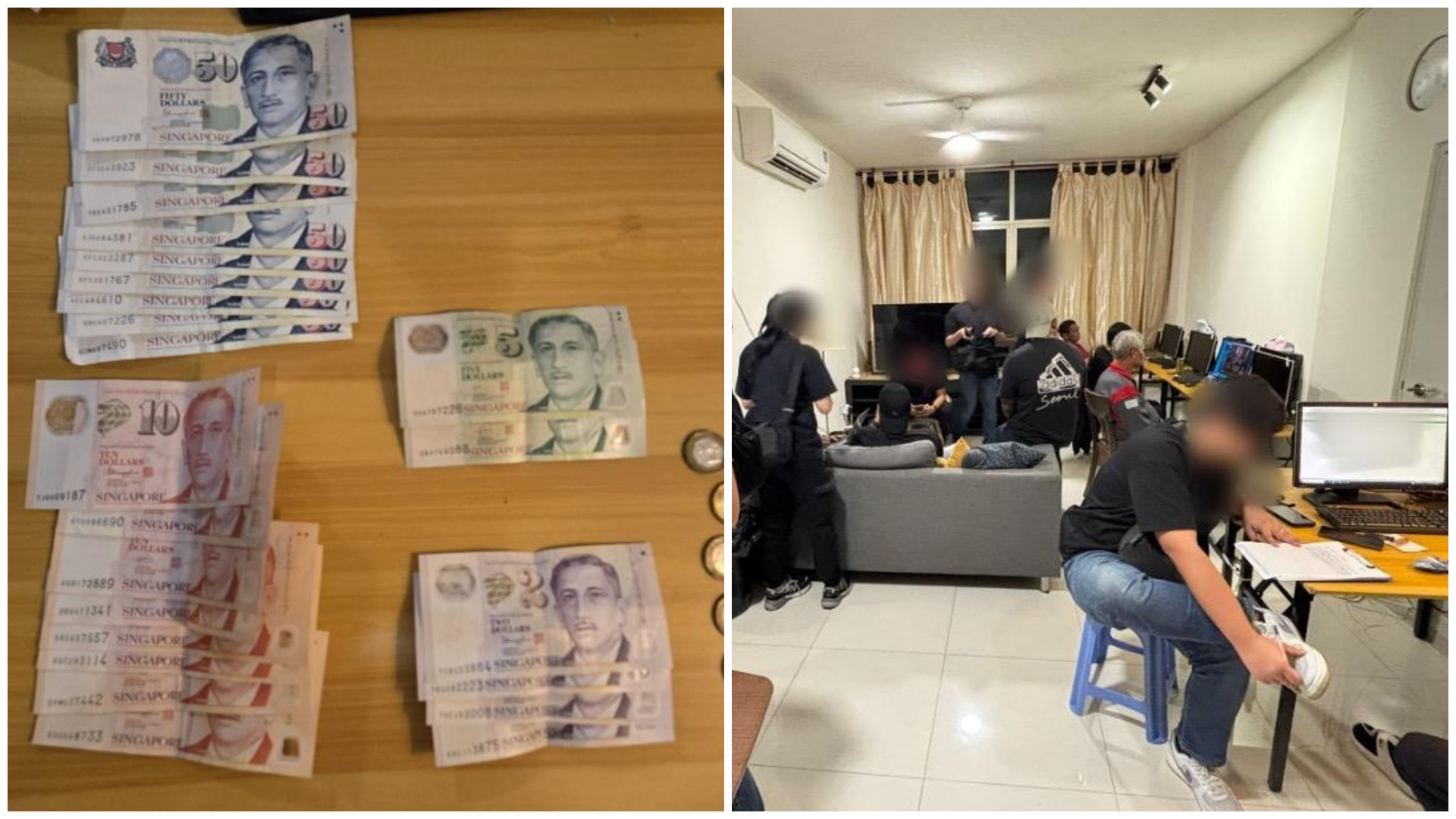 cash amounting to more than $550 and gambling-related paraphernalia were seized as case exhibits. 