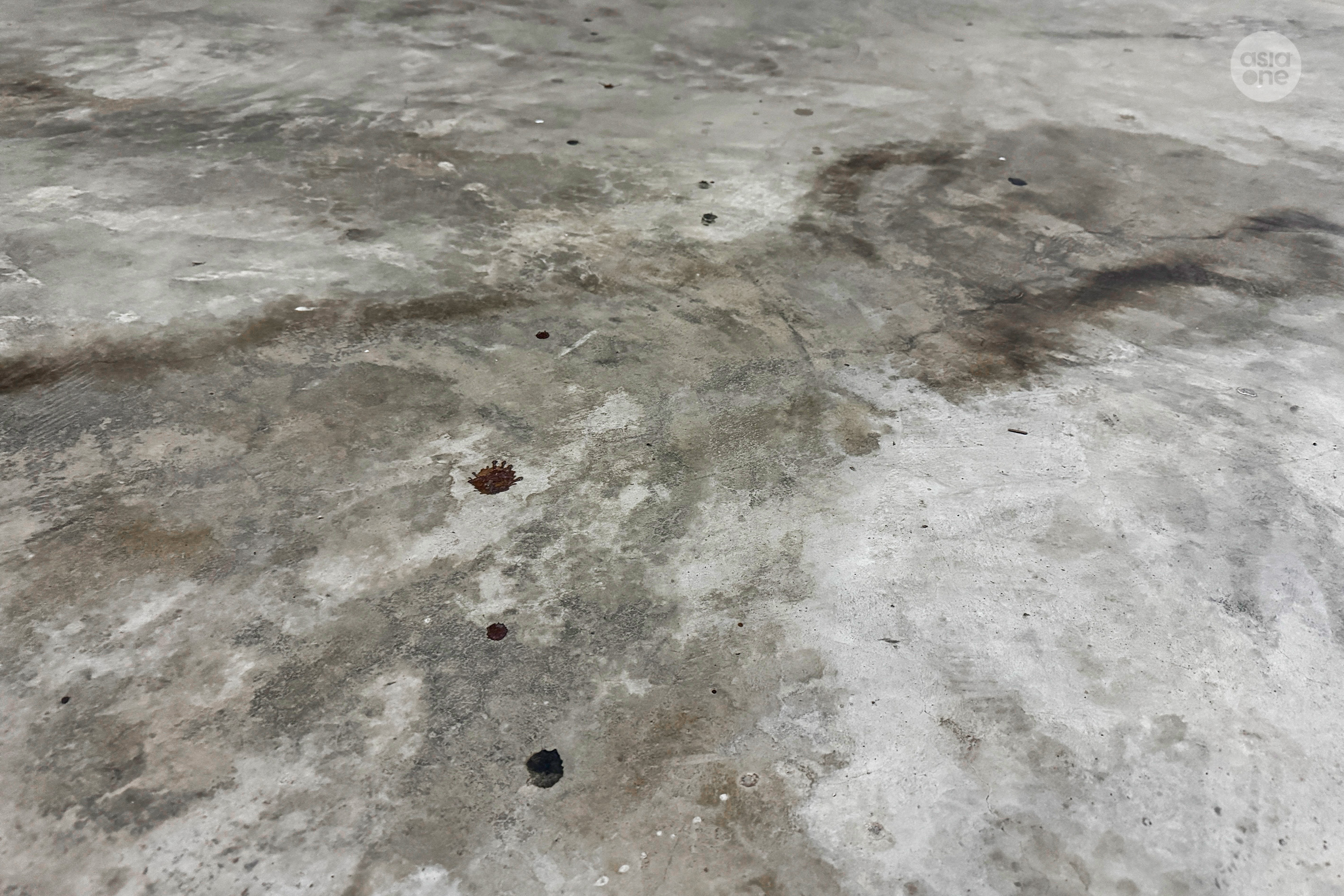 Dried blood stains on the ground in vicinity of Block 305A Punggol Road.
