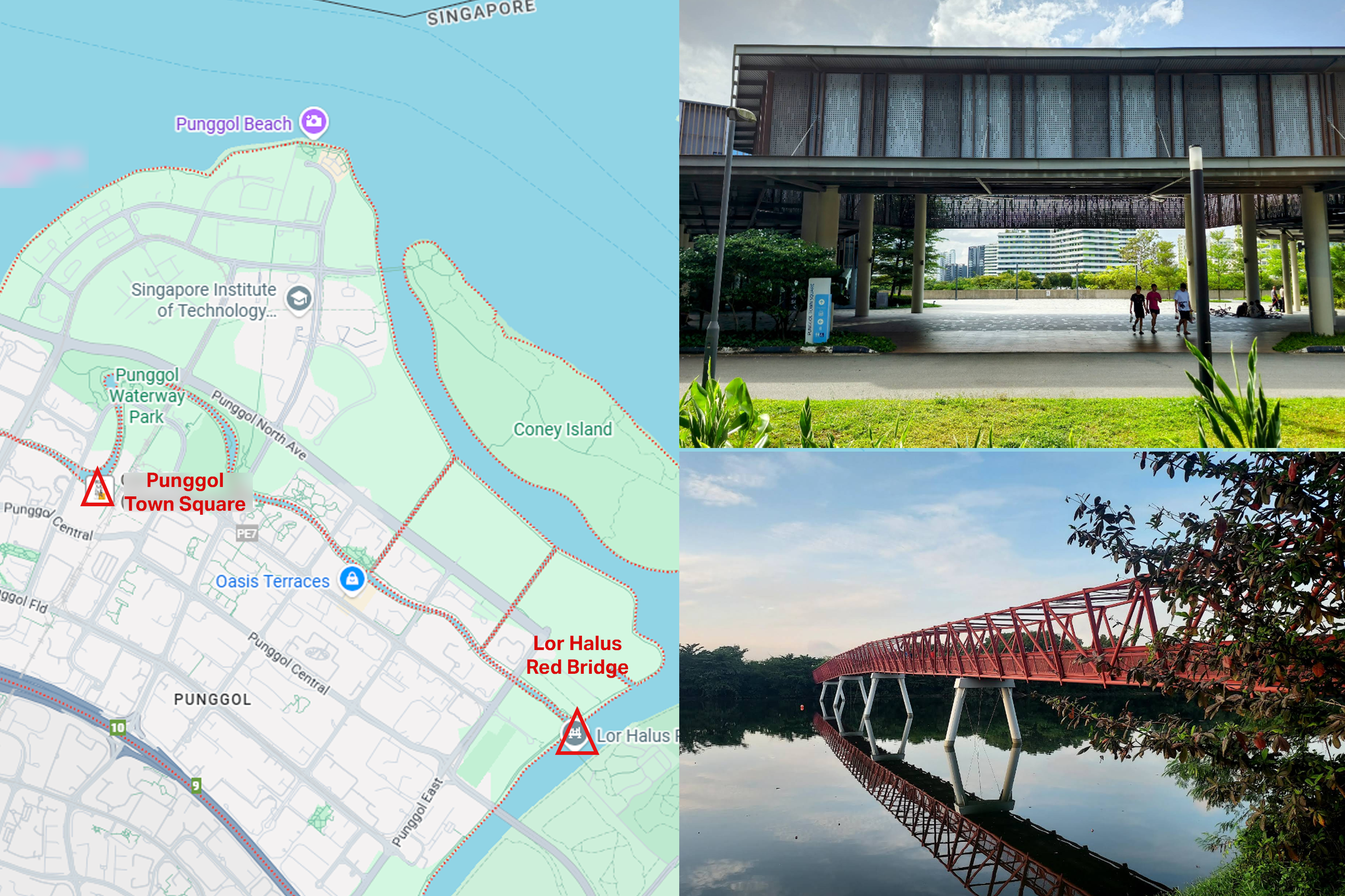 Map showing some of the areas covered in the SPF-LTA joint operation against active mobility offences.