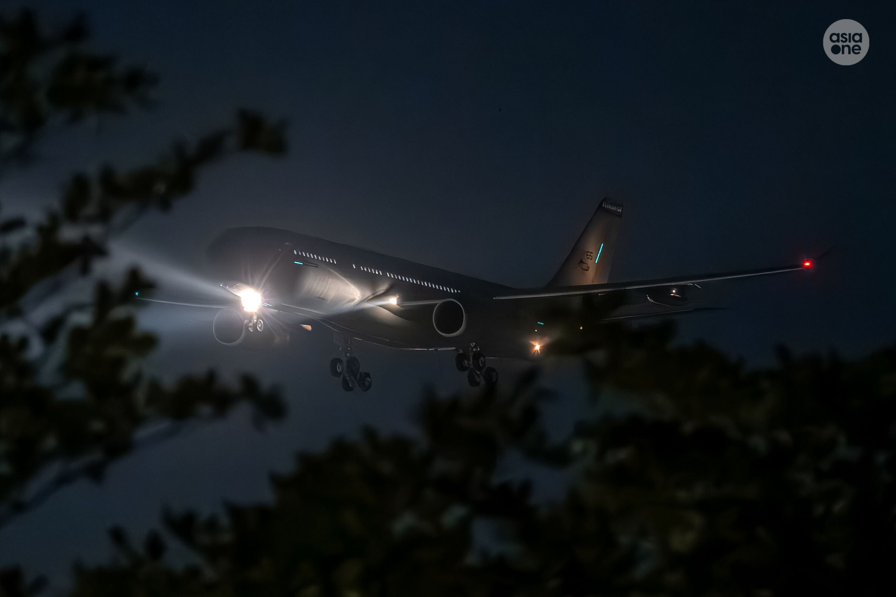 The RSAF A330 MRTT making its landing approach at Changi Airport on Wednesday (March 11) morning.