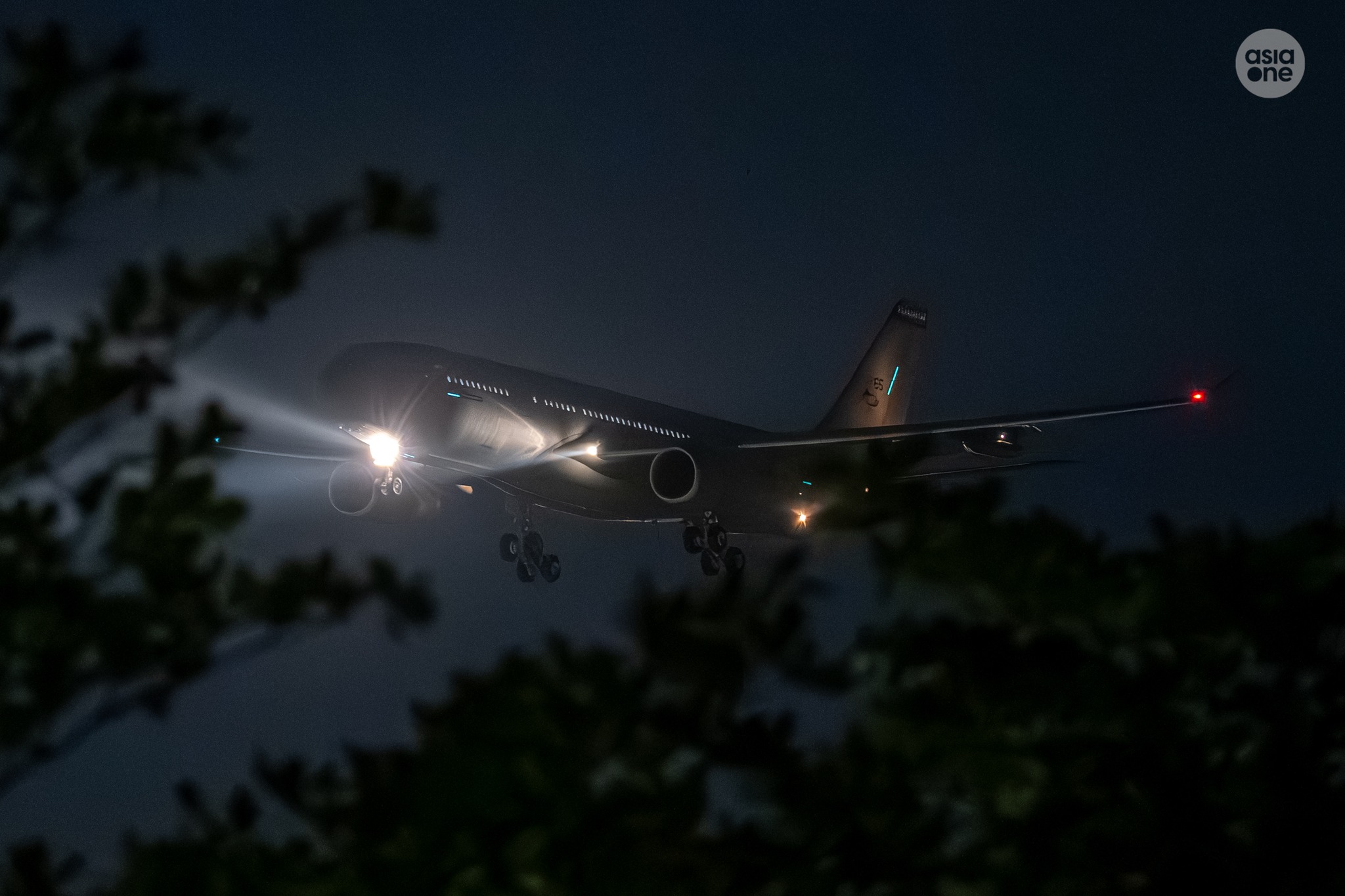 The RSAF MRTT making its landing approach at Changi Airport on March 11.