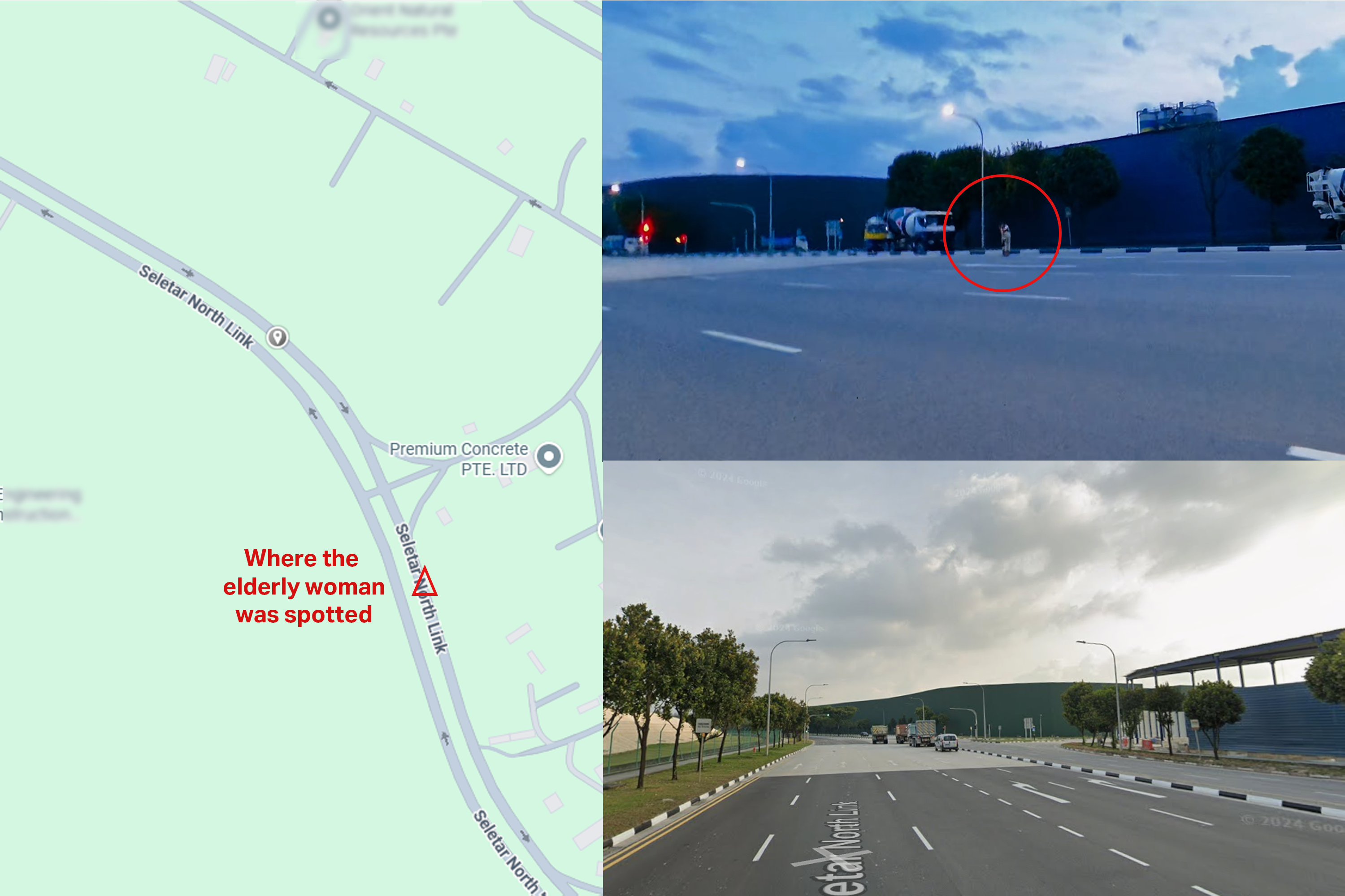 Map showing where the missing elderly woman was spotted by Kevin.