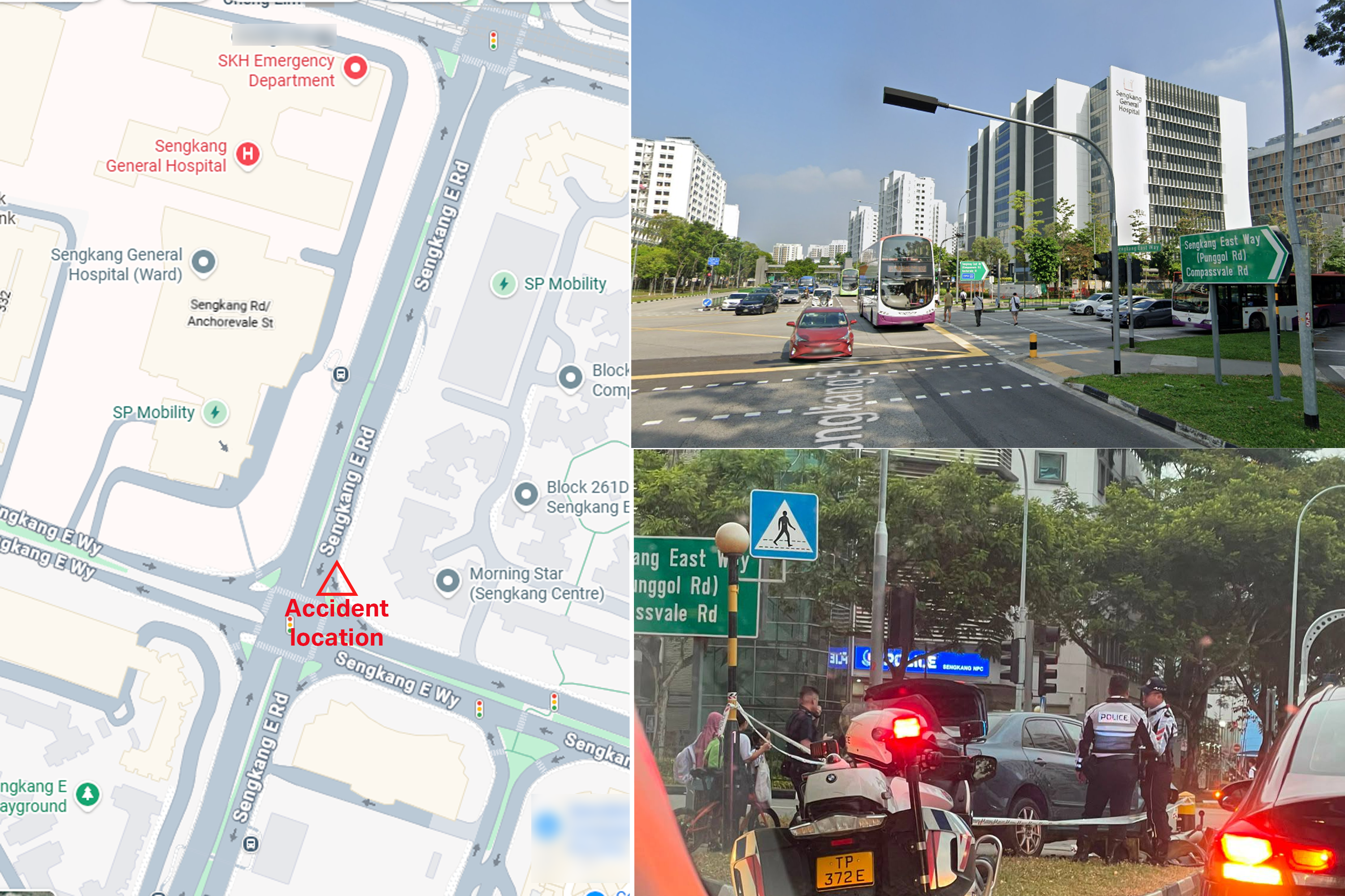 Map showing where the hit-and-run in Sengkang happened at on Thursday (Aug 27).