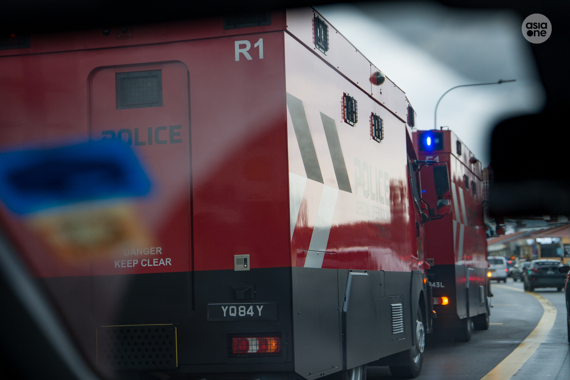 Special Operations Command (SOC) vehicles from the police at Upper Thomson Road on Tuesday (Feb 24) afternoon.