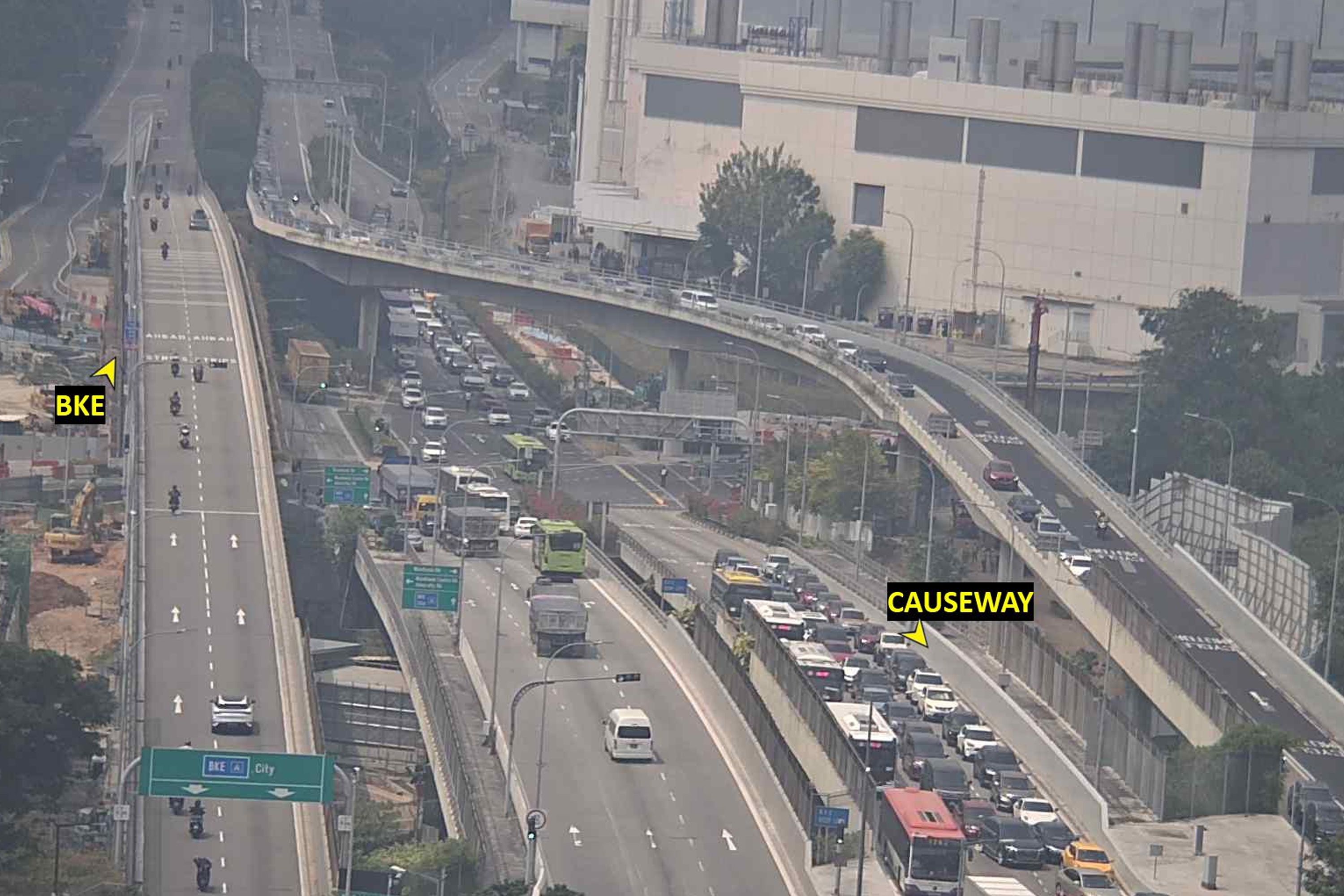 The traffic condition at Woodlands Crossing at 11.40am on Sept 2.