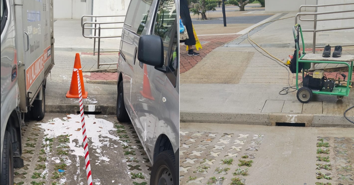 Access to the affected area was restored just before noon on Monday (Jan 19) after conservancy workers used a water jet to wash off the puddle of paint.