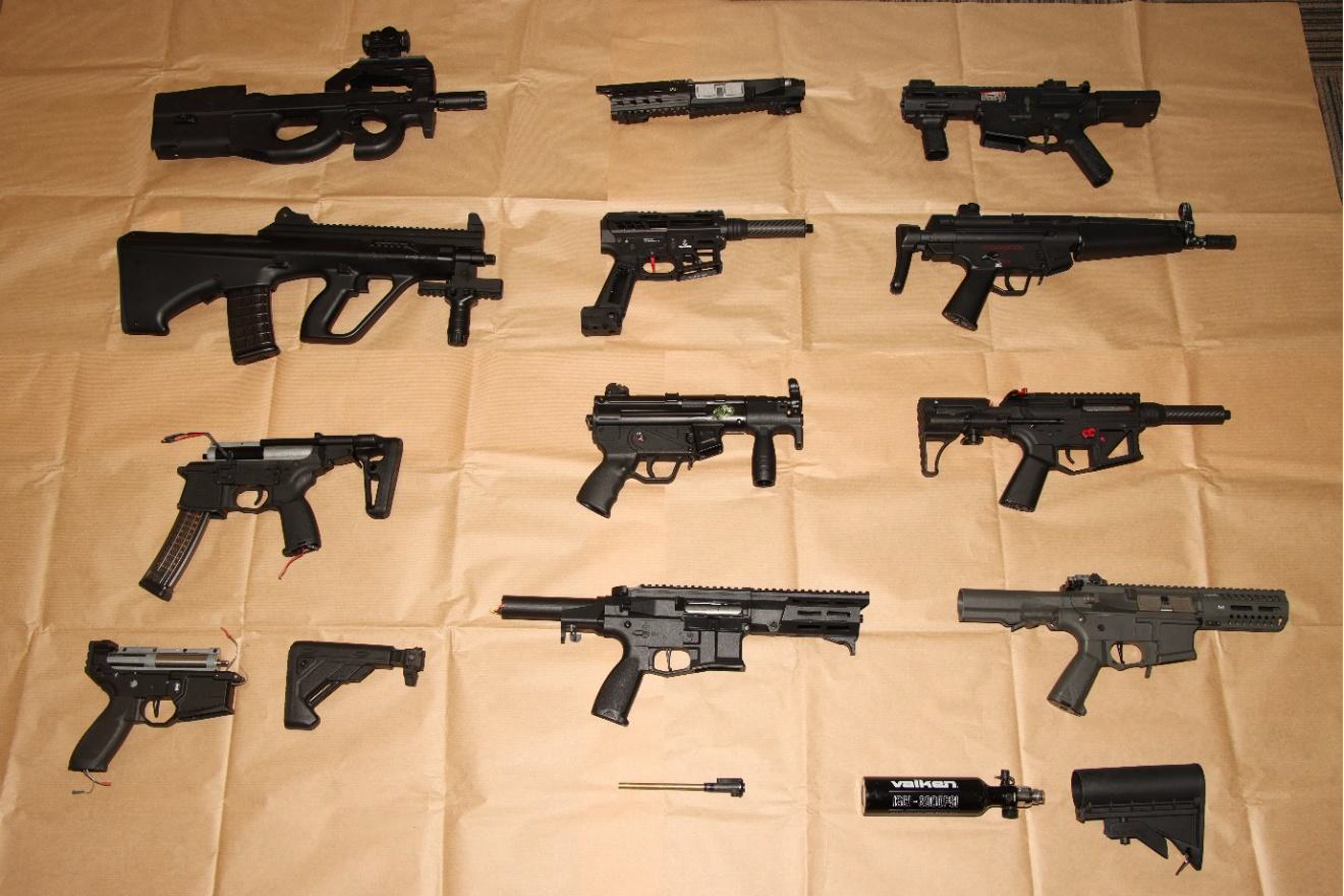 Airsoft guns seized from the man's unit.
