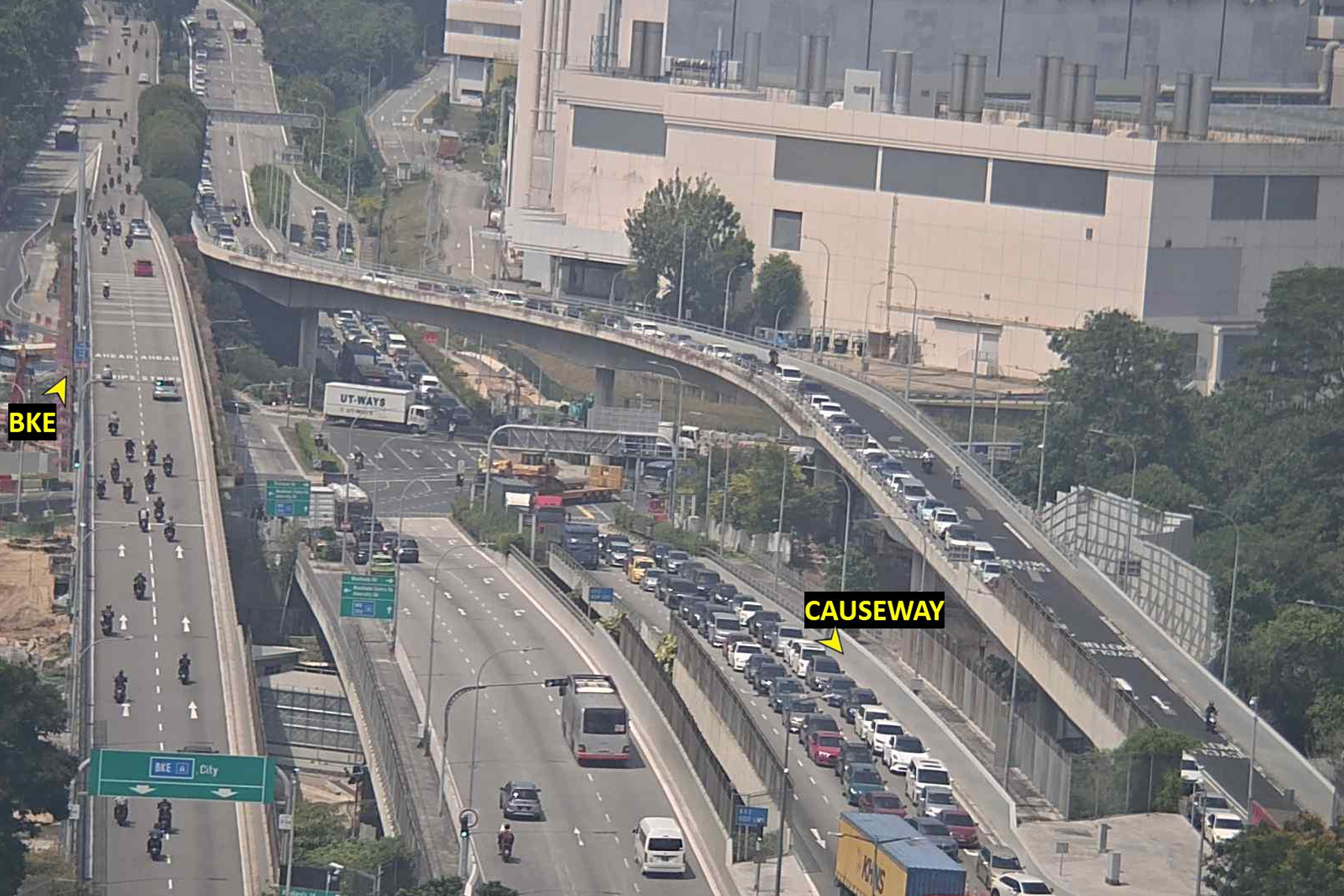 The tailback extended to Woodlands Crossing.