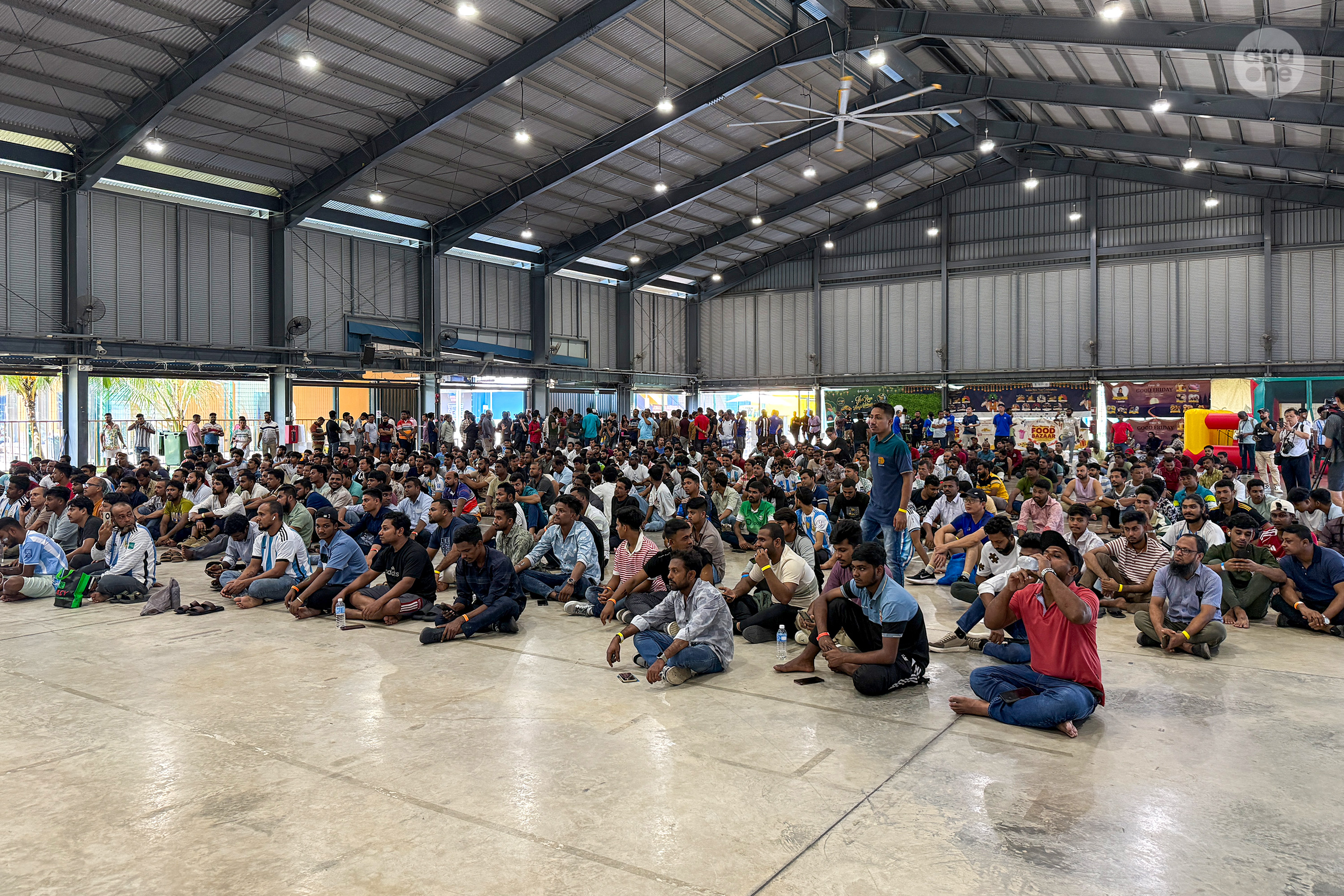 About 280 workers from SK Industries and KPA Engineering were at Kranji Recreation Centre on Sunday (June 28) morning.