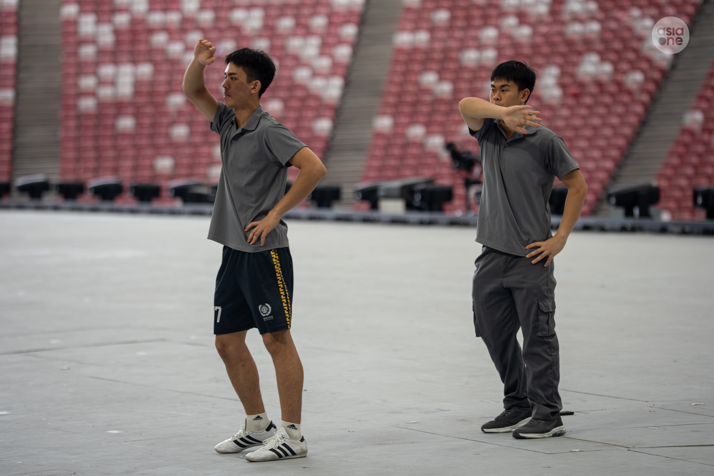 LCP He Mingzhe rehearsing his moves before the NDP Preview Show on July 25. He plays the role of August.
