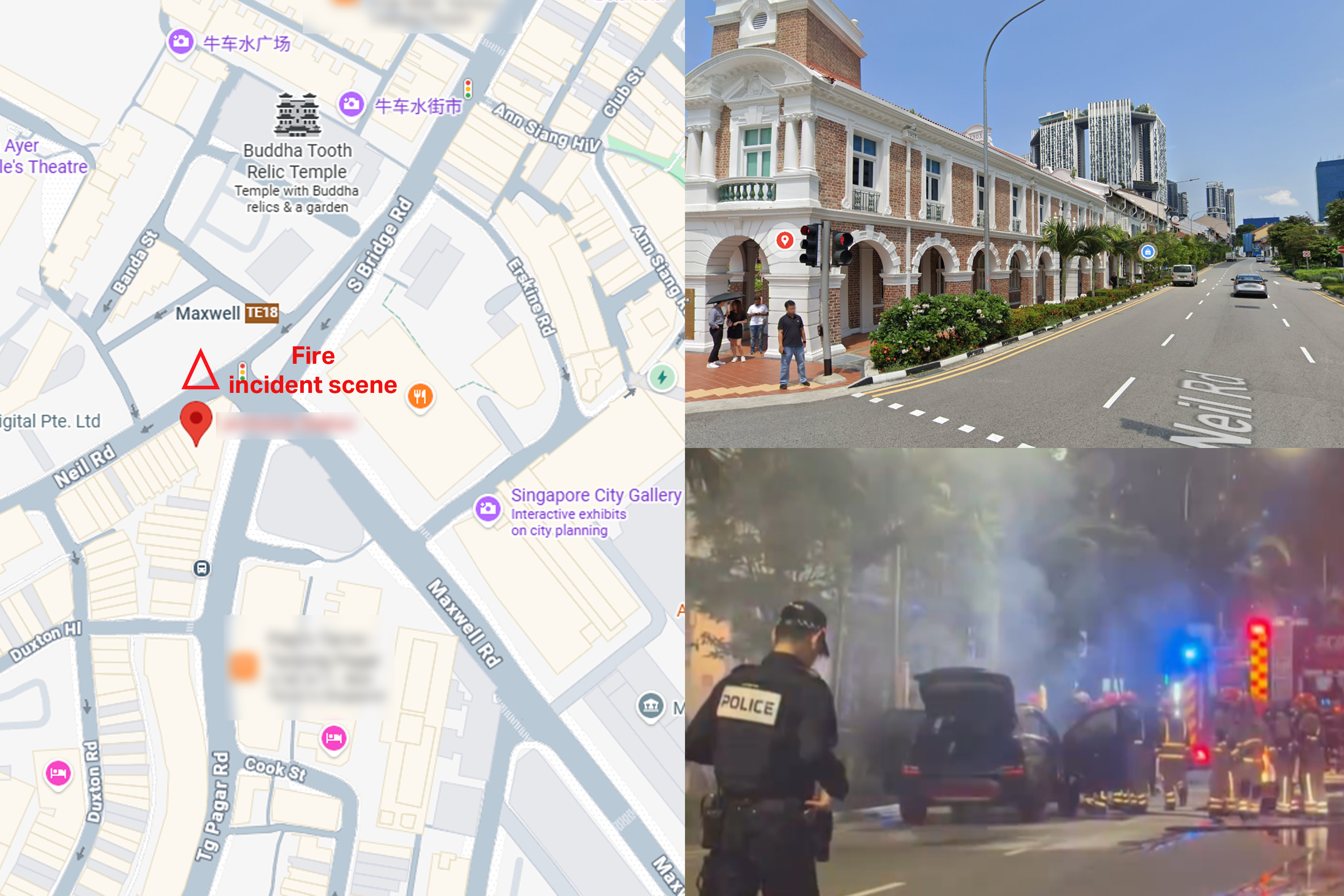 Map showing where the car fire incident took place.