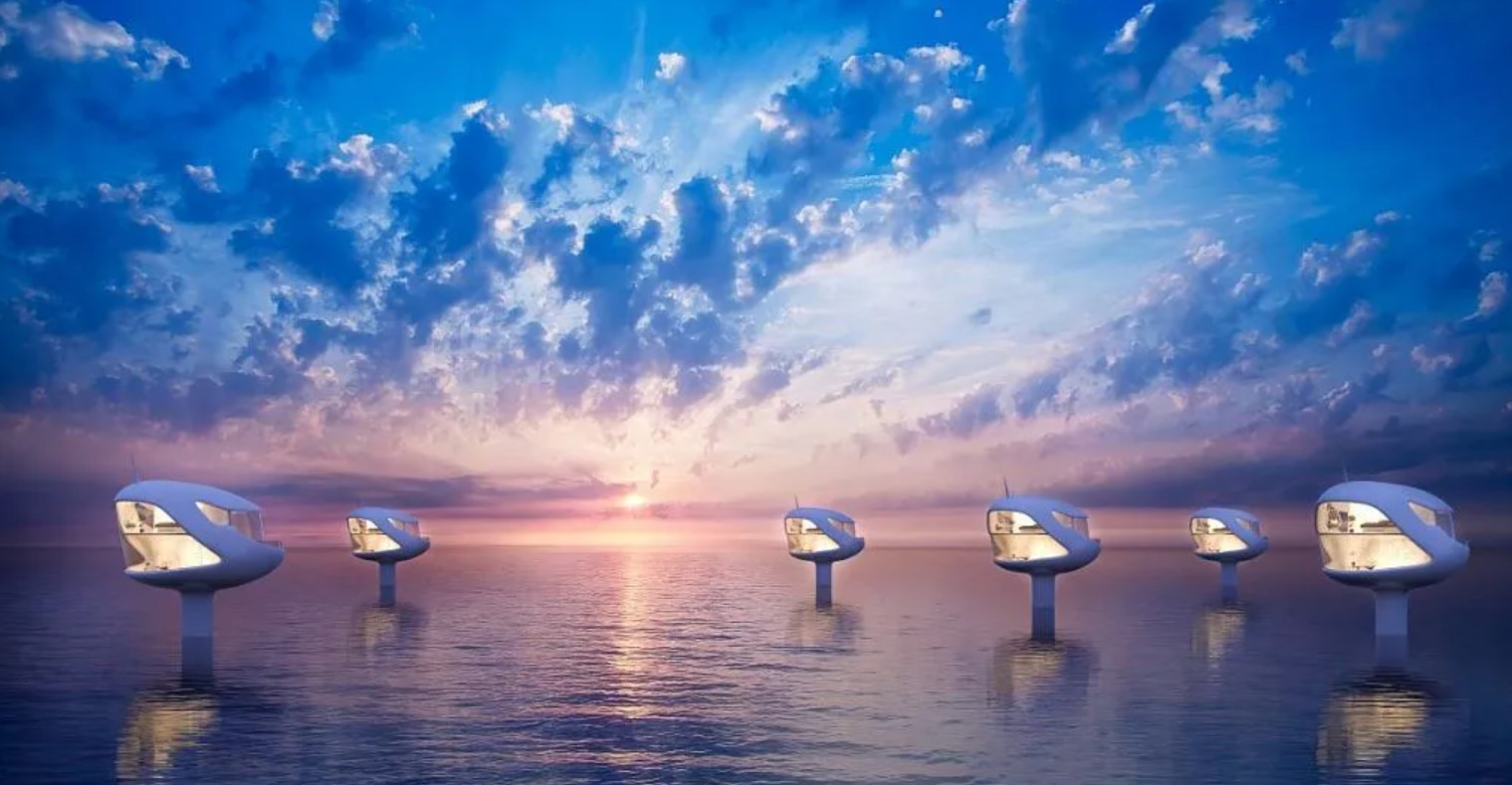 These shellshaped floating home pods allow you to live in the middle
