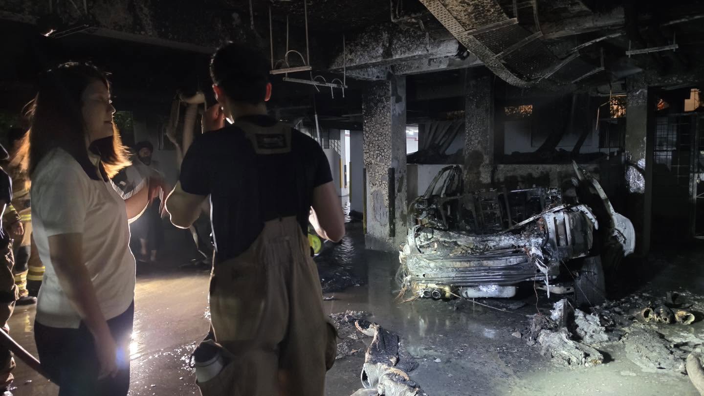 MP for Nee Soon GRC Lee Hui Ying visited the fire scene at Orchid Park Condominium.